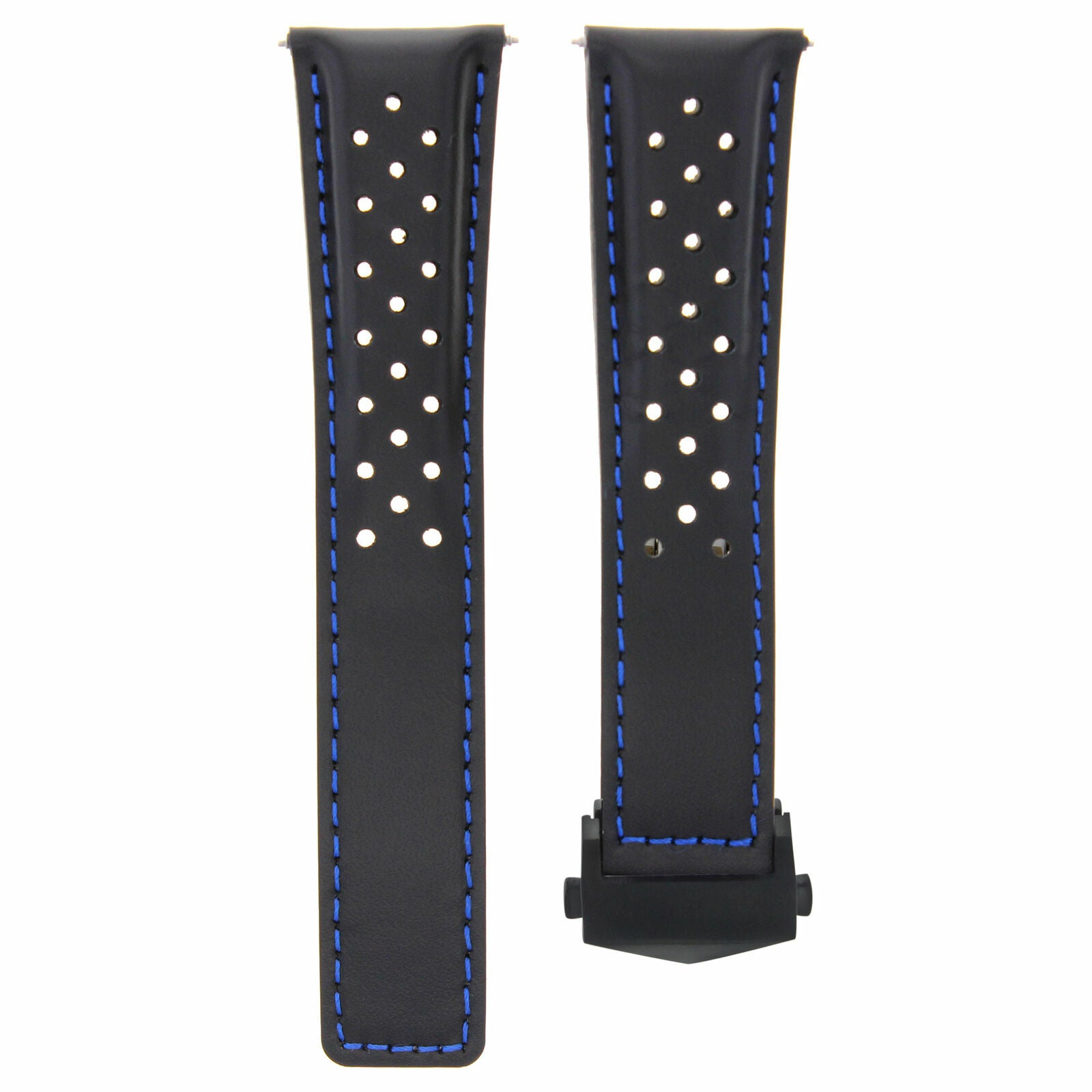 22MM LEATHER BAND STRAP FOR TAG HEUER CARRERA MONACO CALIBRE 11 12 16 BLACK BLUE