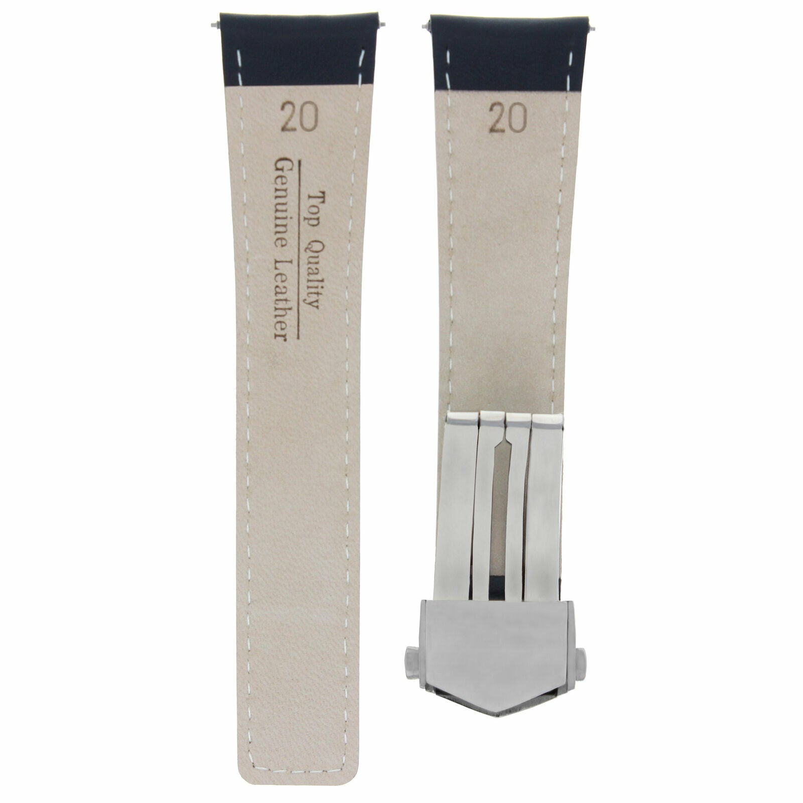 20MM LEATHER WATCH BAND STRAP FOR TAG HEUER CARRERA CALIBRE F-1 BLACK BLUE