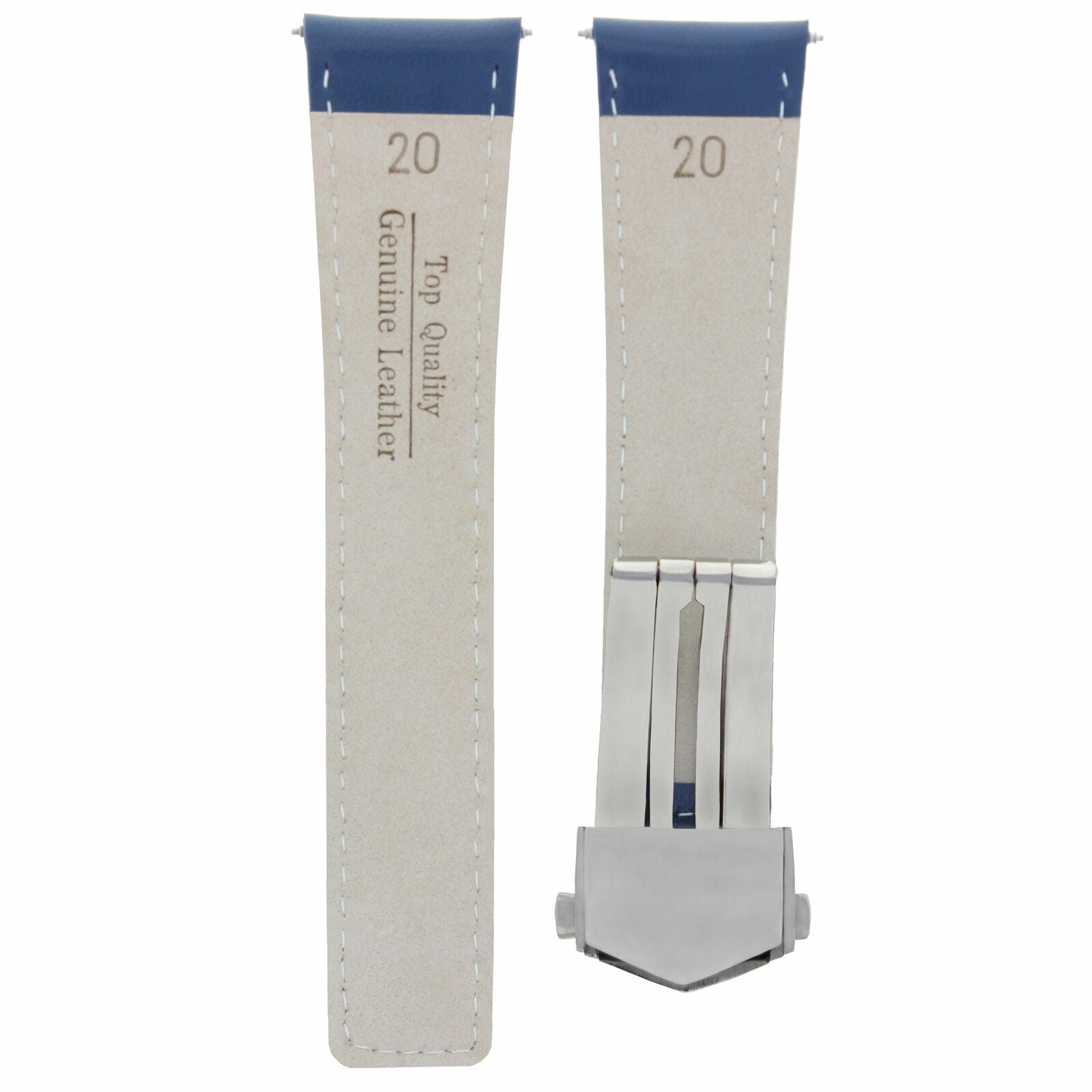 20MM SMOOTH LEATHER WATCH BAND STRAP FOR TAG HEUER CARRERA CALIBRE + CLASP BLUE