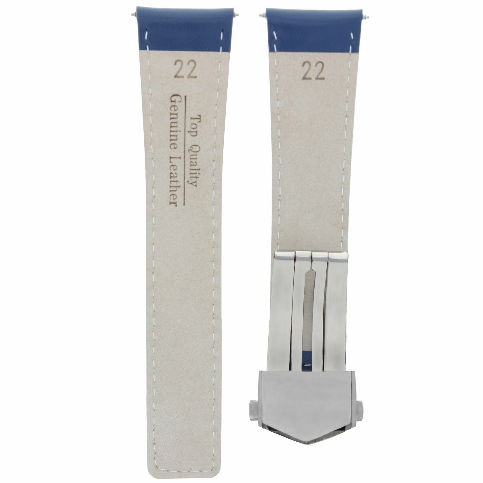 22MM LEATHER BAND STRAP DEPLOYMENT CLASP FOR TAG HEUER MONACO CALIBRE 12 F1 BLUE