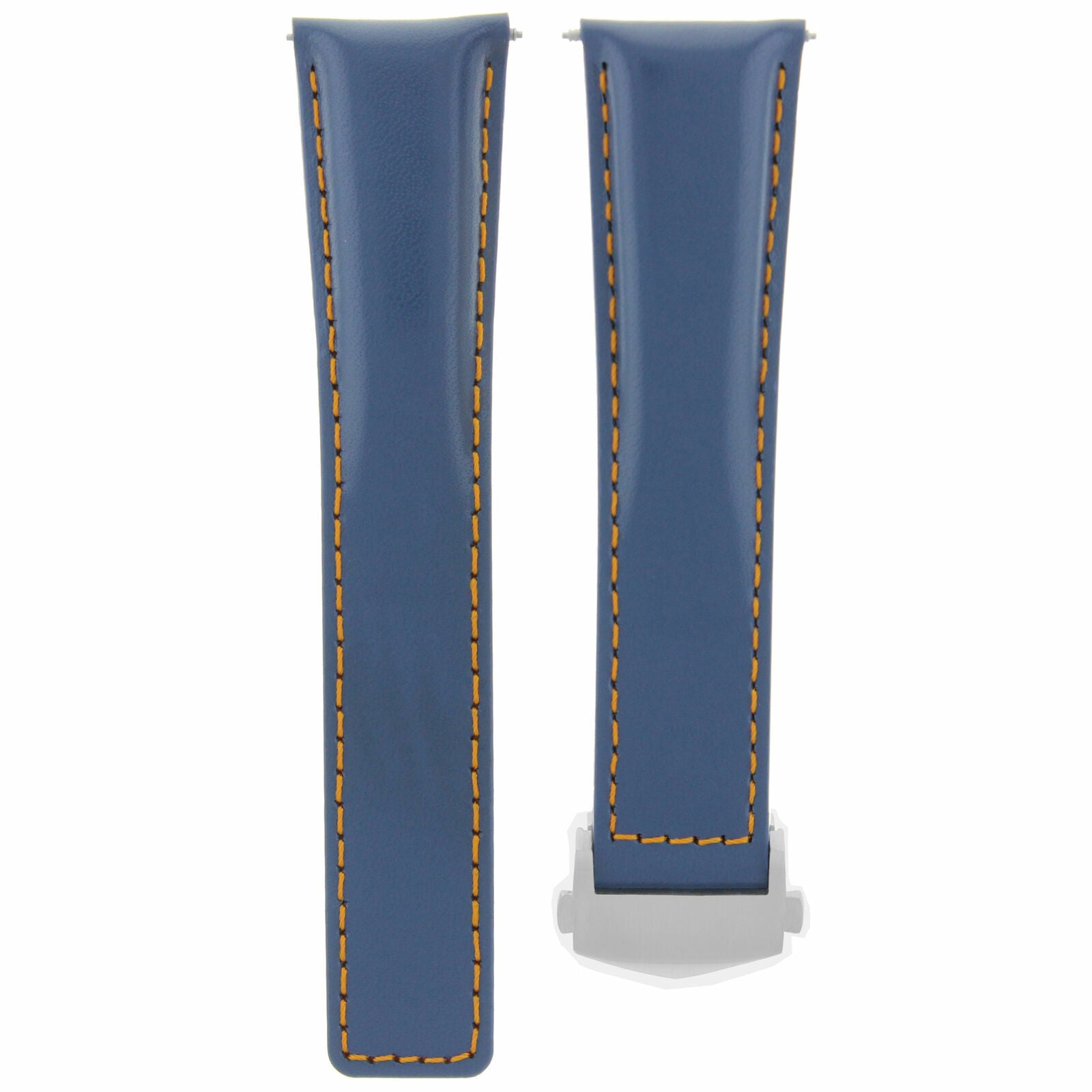 22MM LEATHER BAND STRAP FOR TAG HEUER CARRERA MONACO 12 F1 DEPLOY CLASP BLUE OS