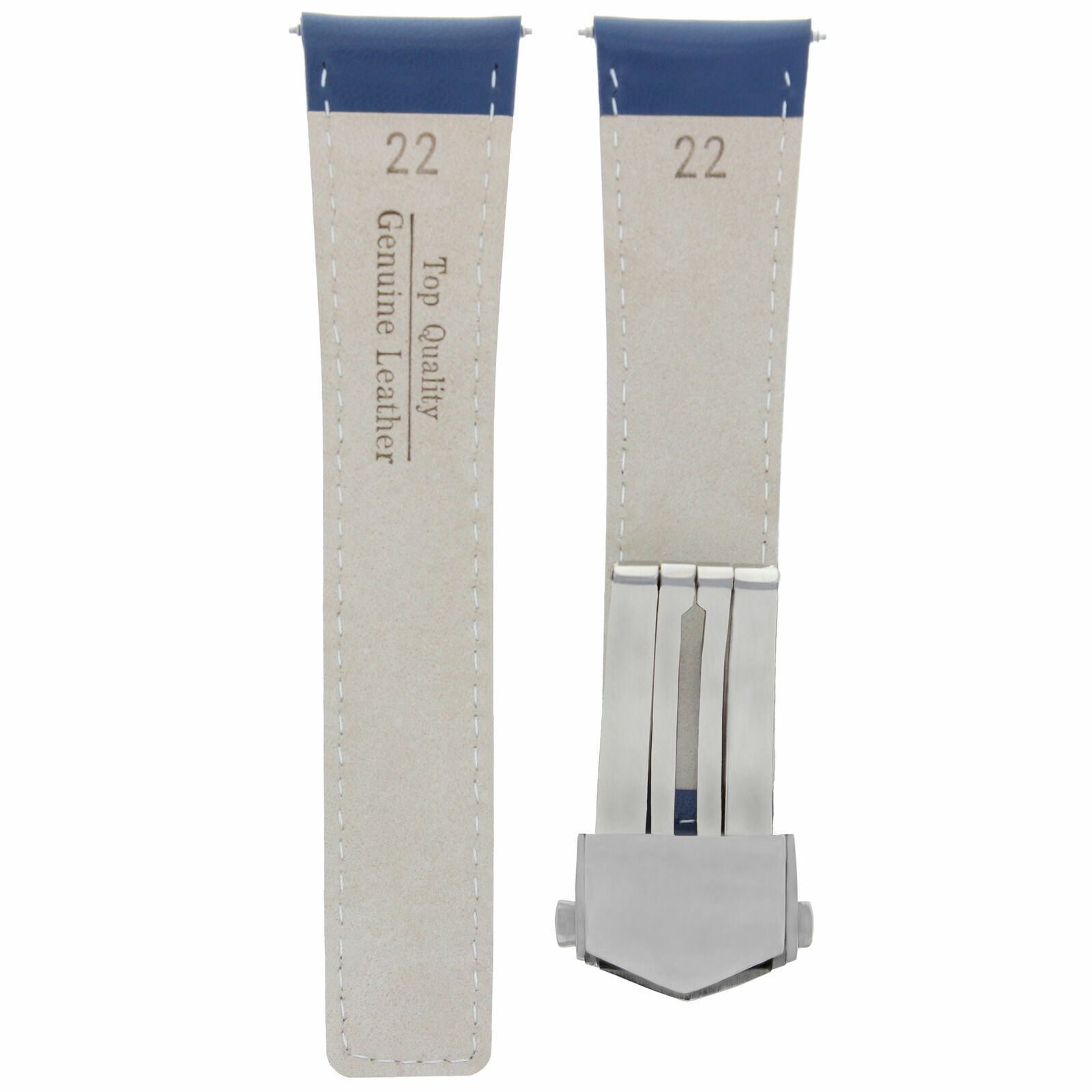 22MM LEATHER BAND STRAP FOR TAG HEUER CARRERA MONACO 12 F1 DEPLOY CLASP BLUE OS