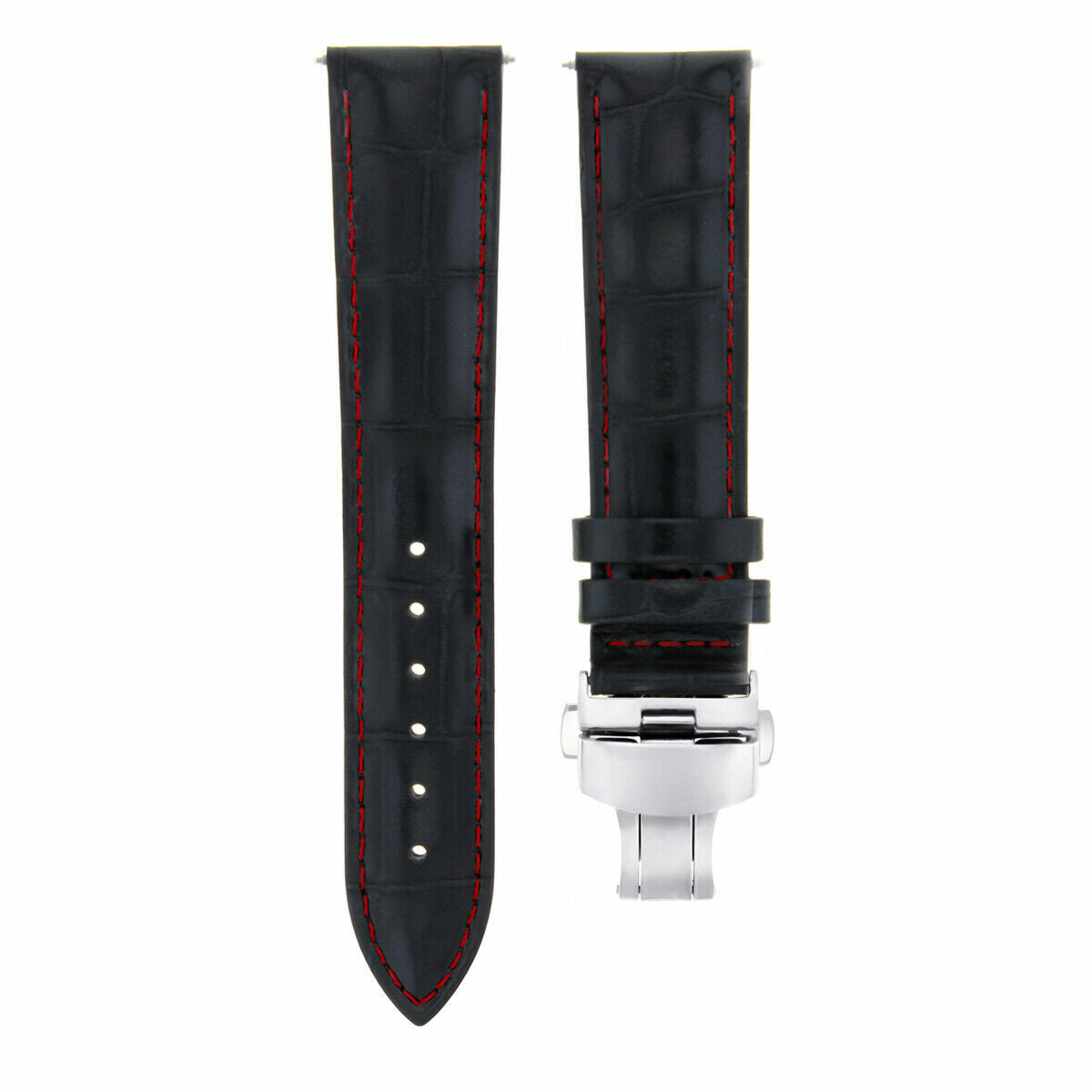 20MM LEATHER WATCH BAND STRAP FOR BREITLING NAVITMER CHRONOMAT COLT BLACK RED ST