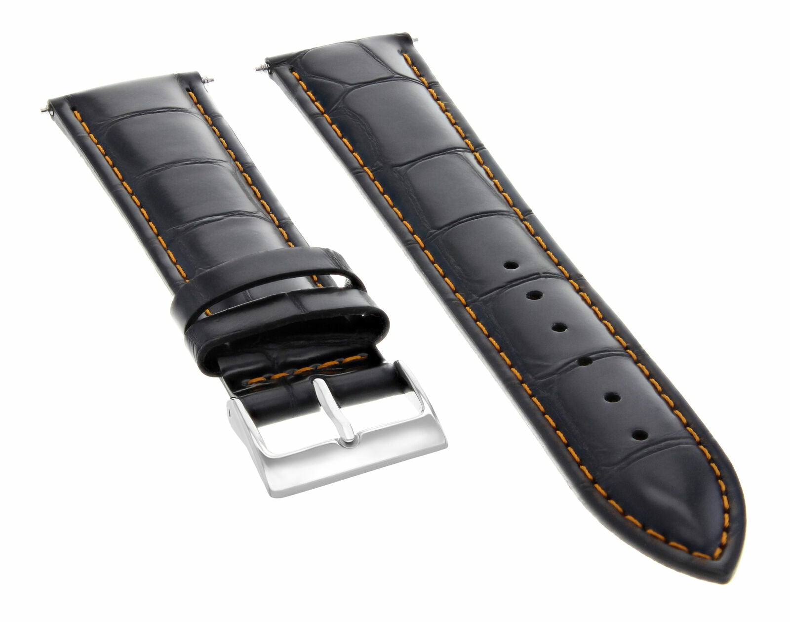 22MM LEATHER WATCH BAND STRAP FOR TISSOT PRC200 PRS 516 T-TOUCH BLACK ORANGE ST