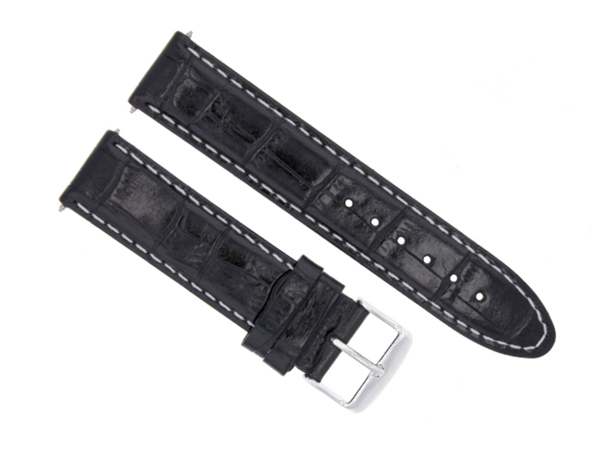 18MM LEATHER WATCH STRAP BAND FOR OMEGA SEAMASTER SPEEDMASTER MOON BLACK WS