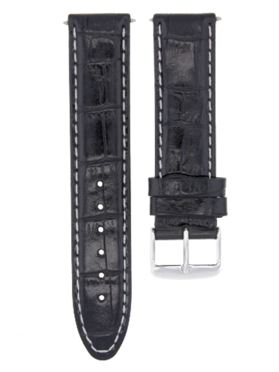 18MM LEATHER WATCH STRAP BAND FOR OMEGA SEAMASTER SPEEDMASTER MOON BLACK WS
