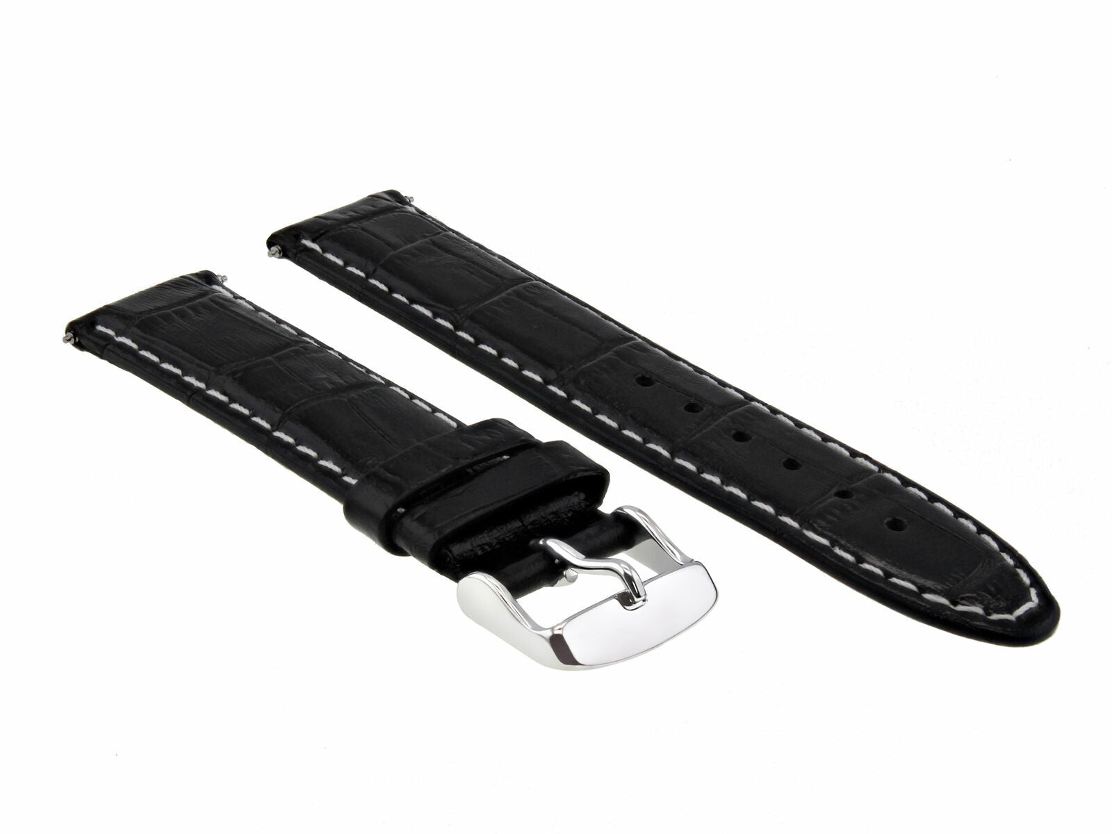 18MM LEATHER WATCH STRAP BAND FOR OMEGA SEAMASTER SPEEDMASTER MOON BLACK WS