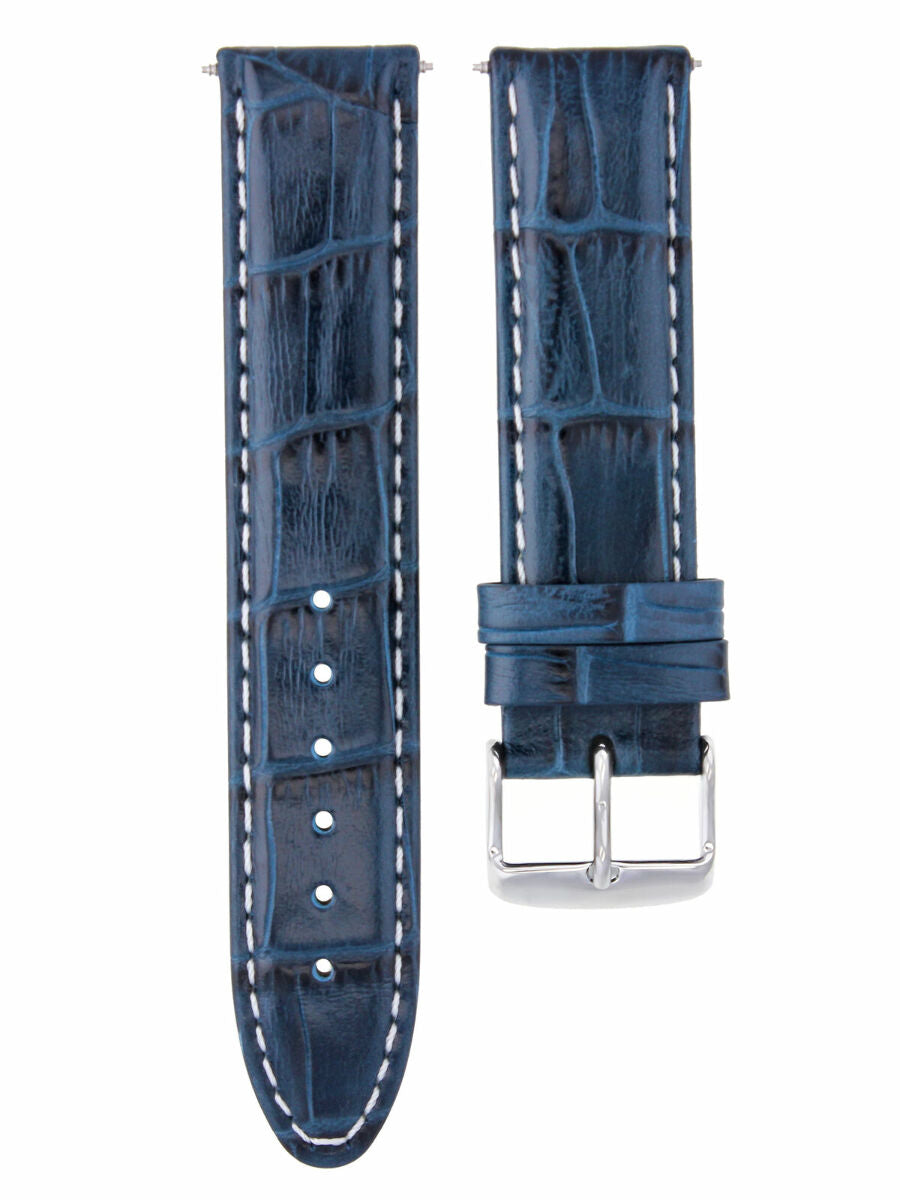 18MM LEATHER WATCH STRAP BAND FOR OMEGA SEAMASTER SPEEDMASTER MOON BLUE WS