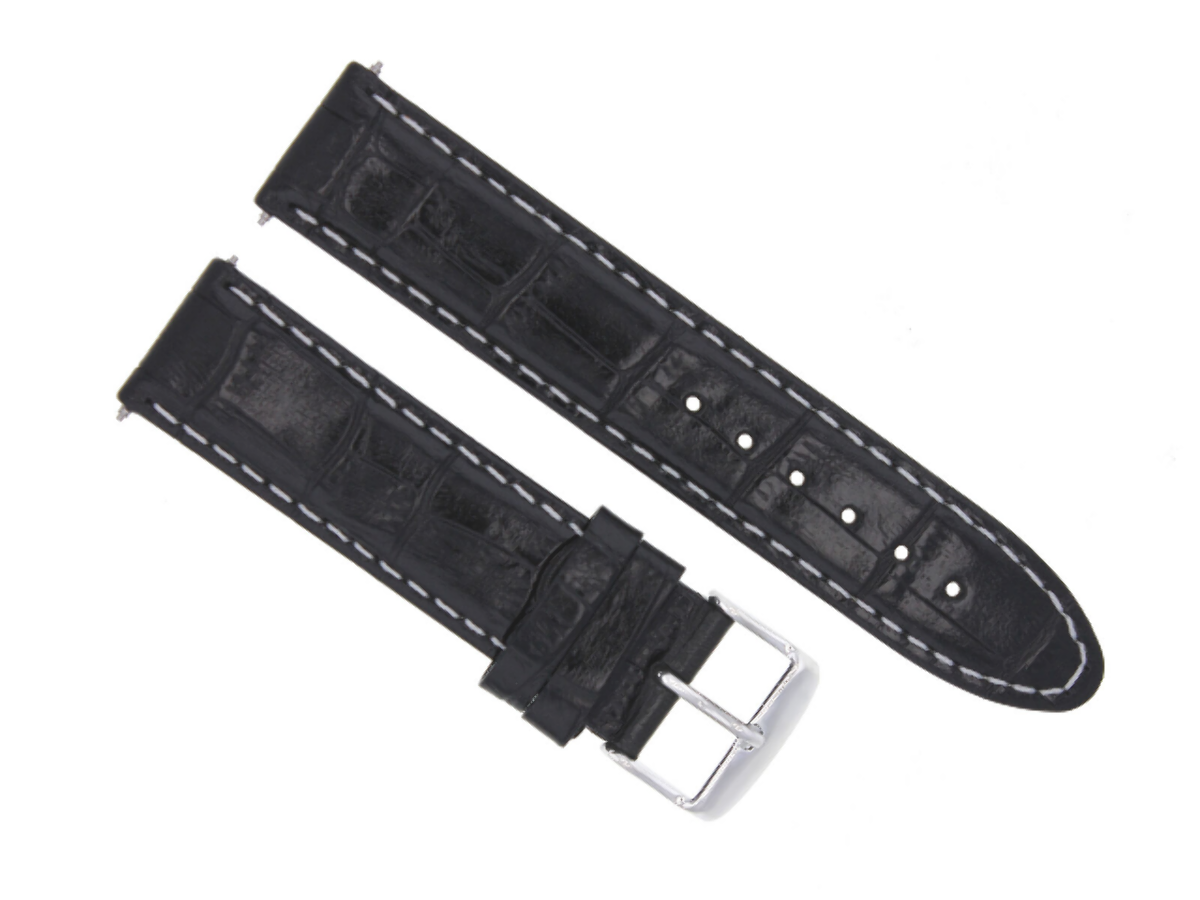 20MM LEATHER WATCH STRAP BAND FOR 41MM OMEGA SEAMASTER PLANET OCEAN BLACK WS
