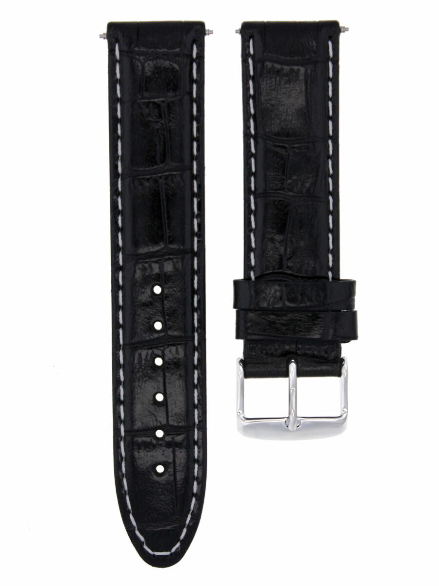 22MM LEATHER WATCH STRAP BAND FOR 45.5 OMEGA SEAMASTER PLANET OCEAN BLACK WS