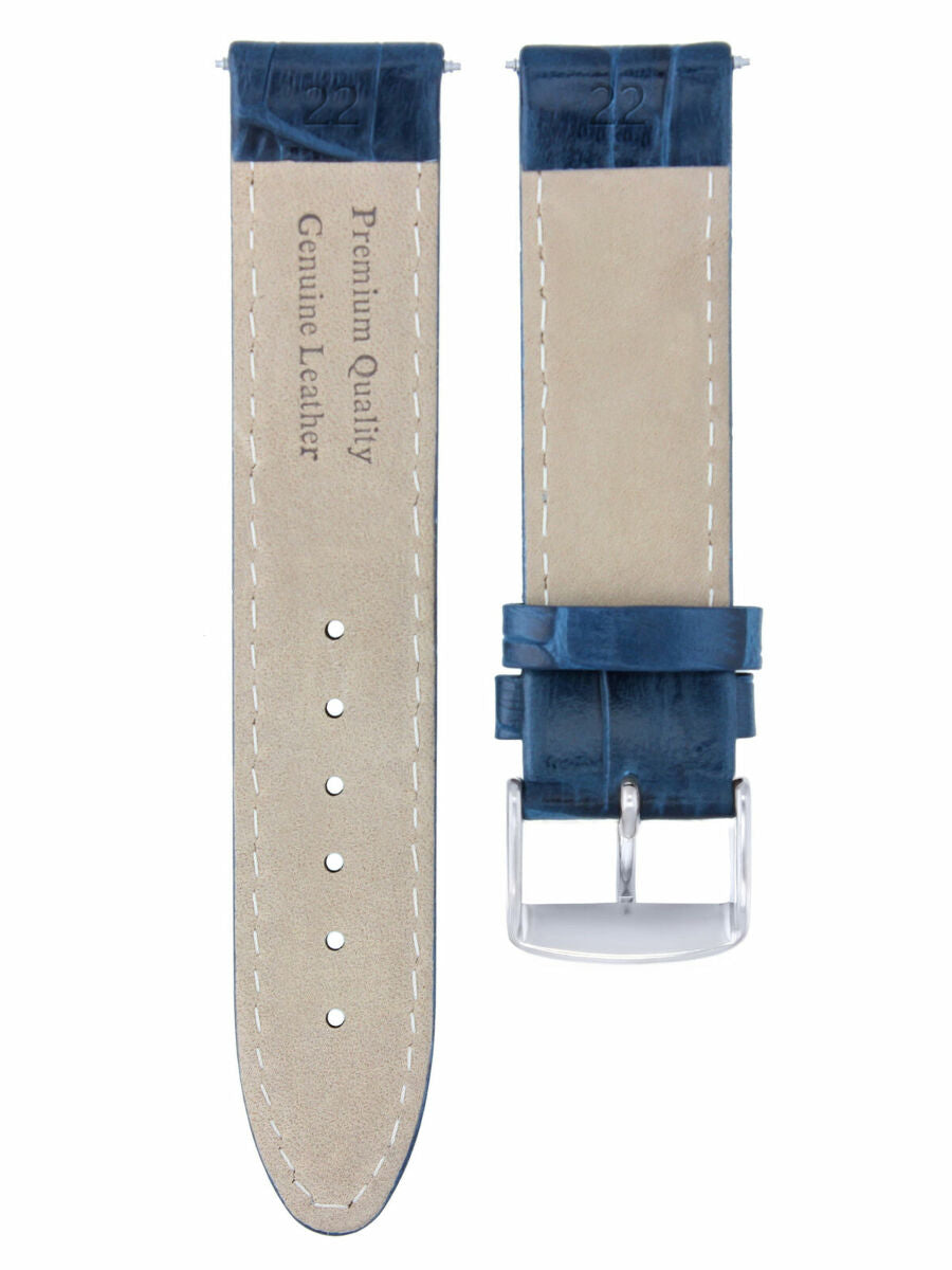 22MM PREMIUM LEATHER WATCH STRAP BAND FOR OMEGA SEAMASTER PLANET OCEAN BLUE