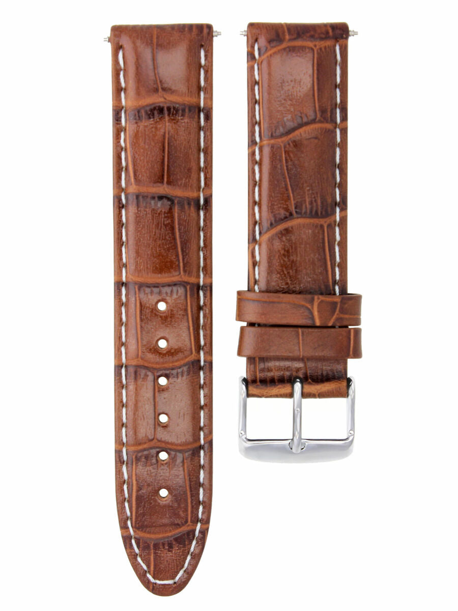 24MM LEATHER WATCH STRAP BAND FOR OMEGA AQUA TERRA RAILMASTER L/BROWN/TAN WS