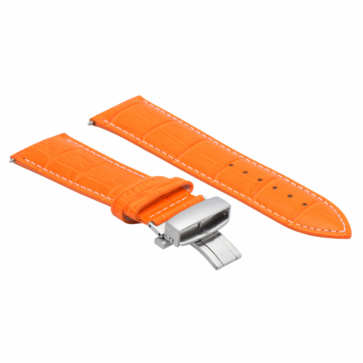 24MM LEATHER STRAP BAND FOR PAM 44MM PANERAI GMT DEPLOYMENT CLASP BROWN ORANGE