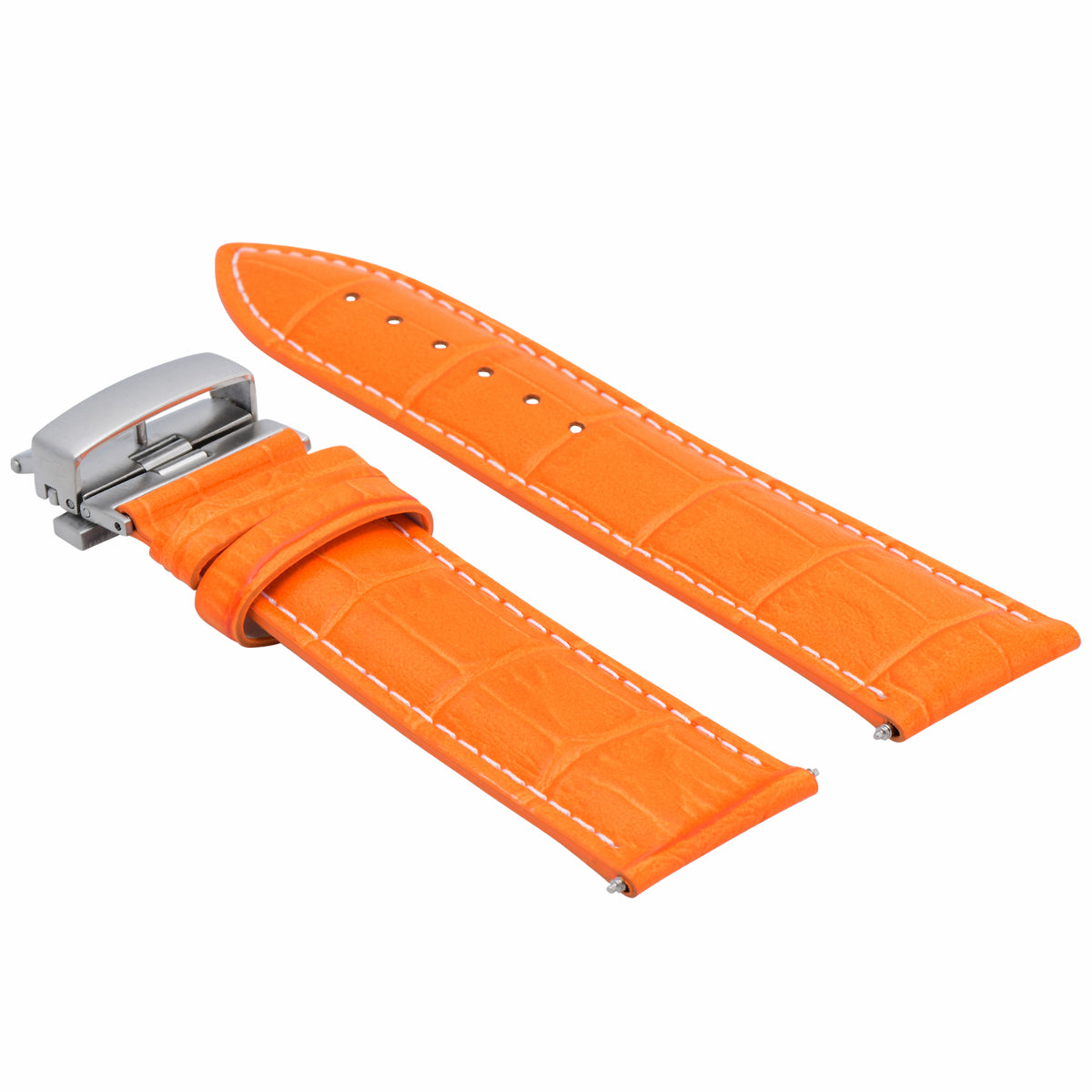 24MM LEATHER STRAP BAND FOR PAM 44MM PANERAI GMT DEPLOYMENT CLASP BROWN ORANGE