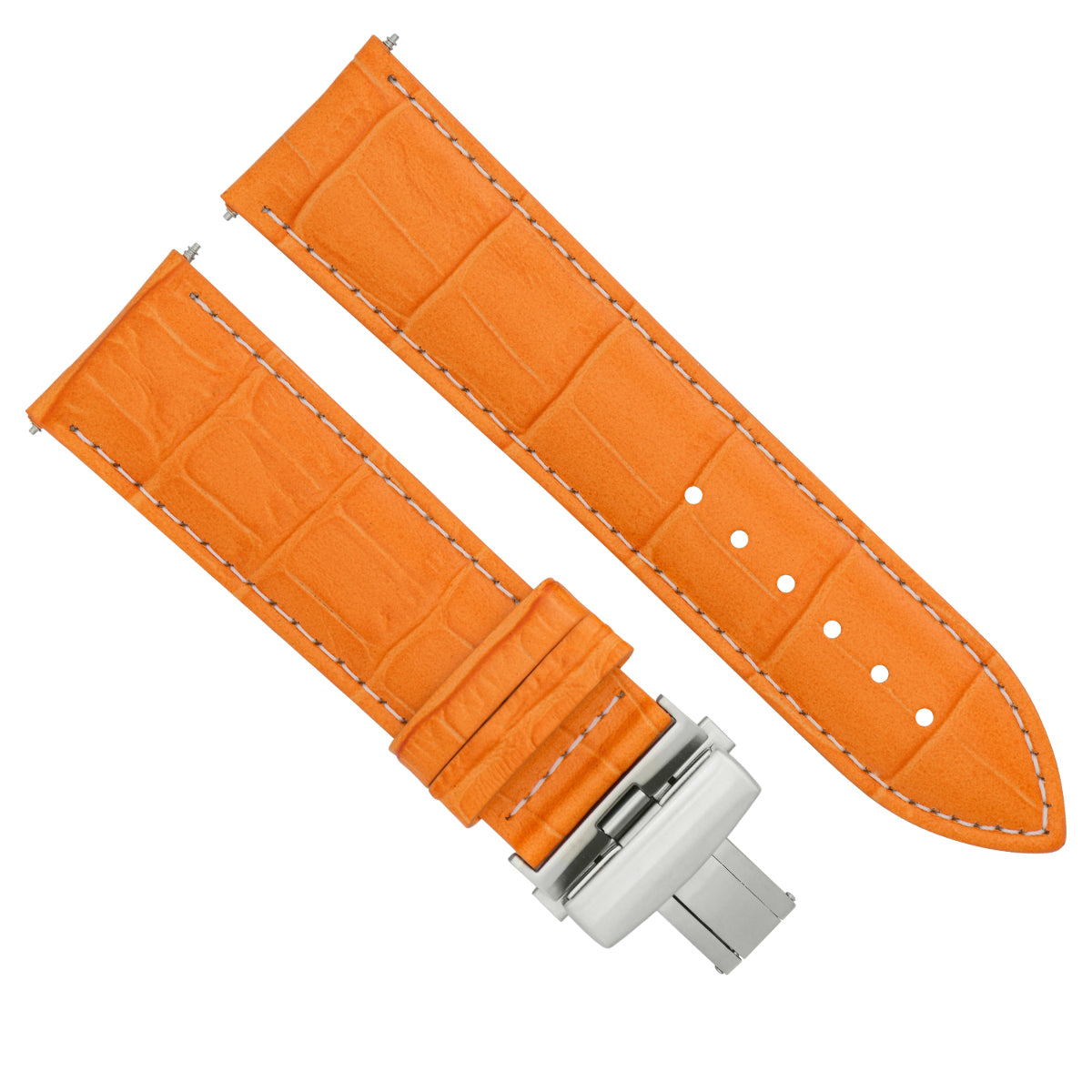 24MM LEATHER STRAP BAND FOR PAM 44MM PANERAI GMT DEPLOYMENT CLASP BROWN ORANGE