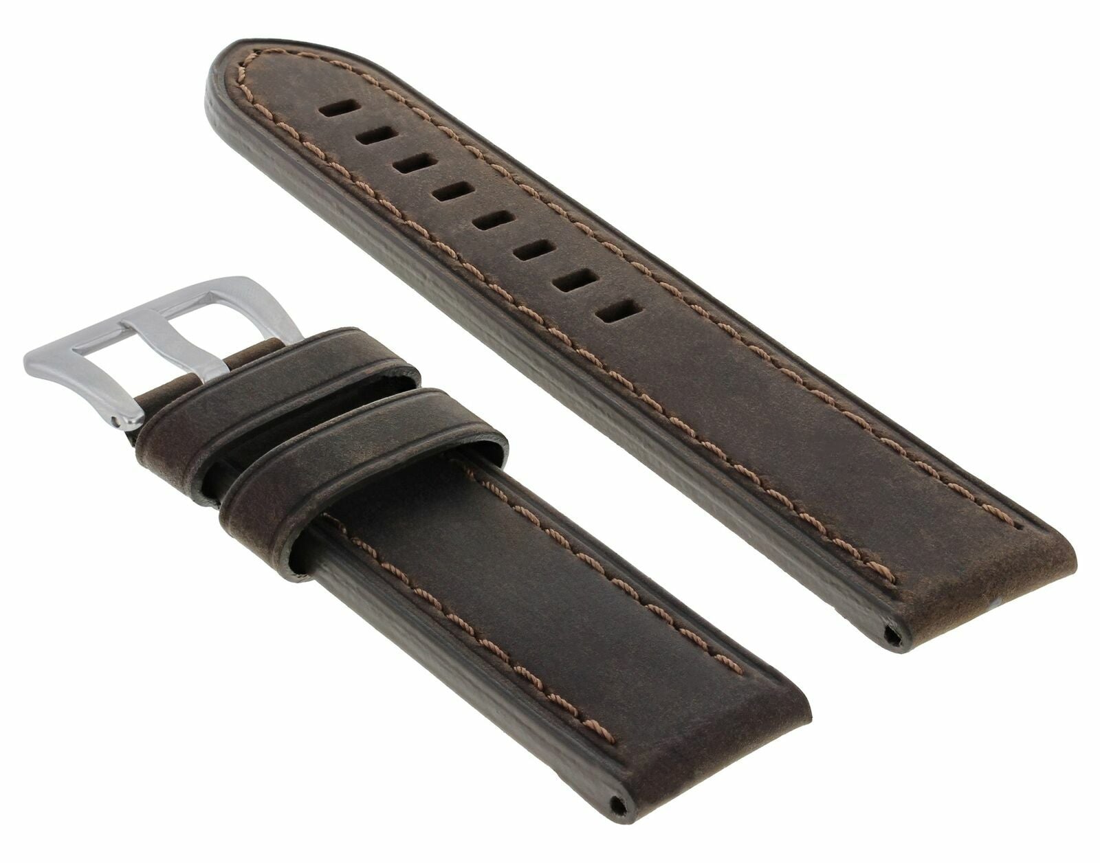 24MM COW LEATHER WATCH BAND STRAP FOR PANERAI GMT LUMINOR RADIOMIR WATCH D/BROWN