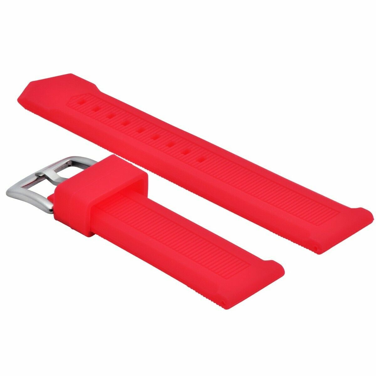 22MM RUBBER WATCH BAND STRAP DEPLOYMENT CLASP FOR TAG HEUER F-1 AQUARACER RED