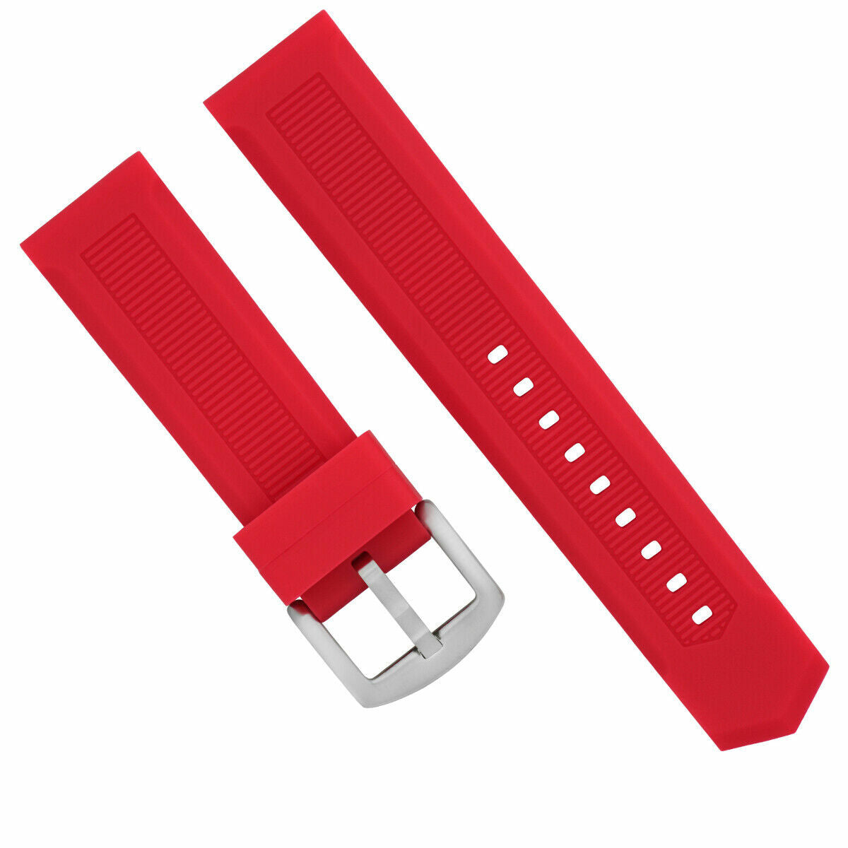 22MM RUBBER WATCH BAND STRAP DEPLOYMENT CLASP FOR TAG HEUER F-1 AQUARACER RED