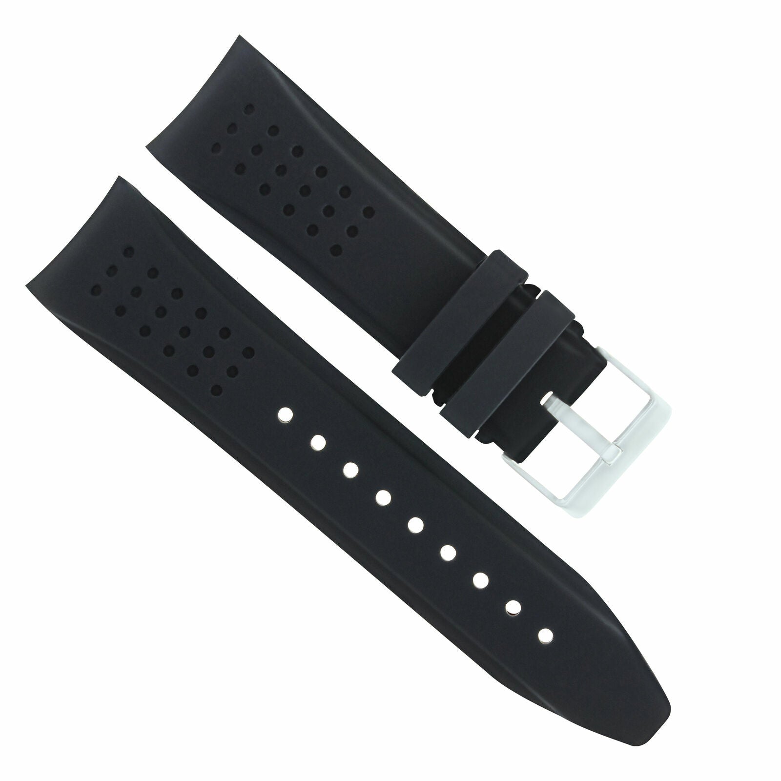 22MM RUBBER STRAP BAND FOR TAG HEUER CARRERA CAV5115FT6019 PERFORATED BLACK