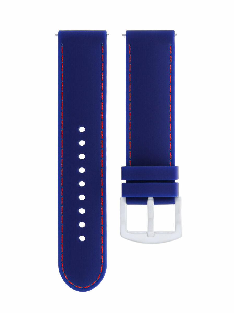 20MM RUBBER DIVER WATCH BAND STRAP FOR OMEGA SPEEDMASTER MOON WATCH BLUE RED STITCH