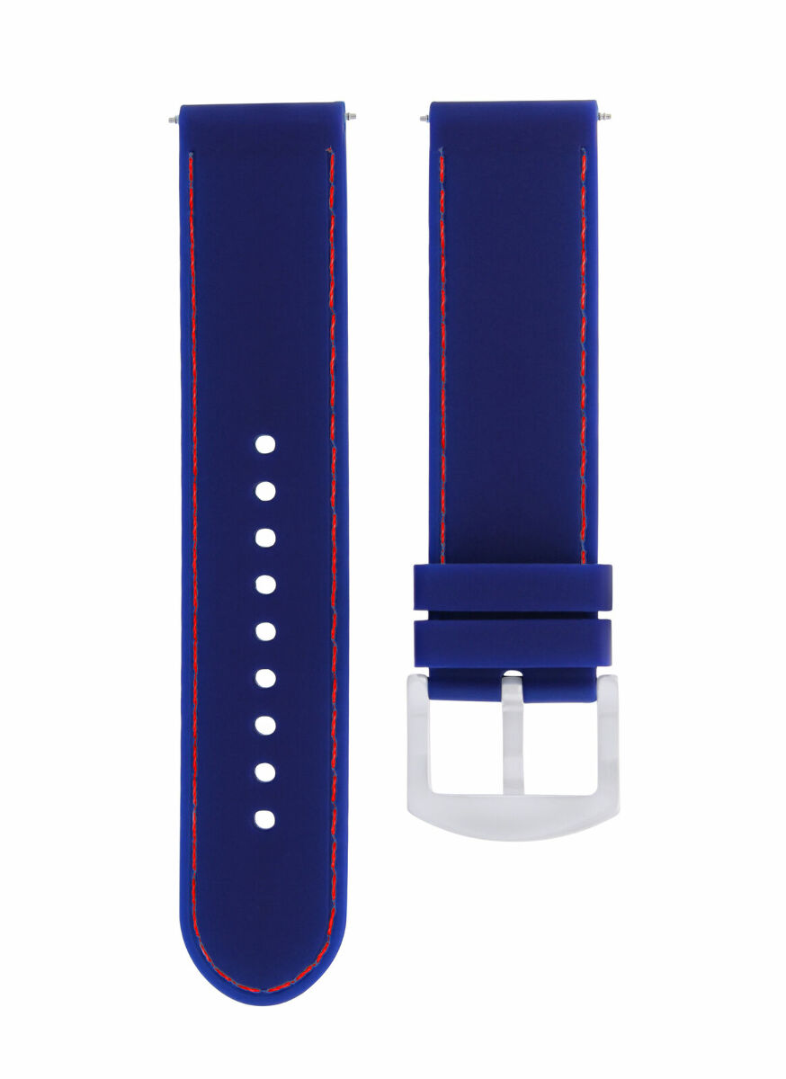 20MM RUBBER DIVER WATCH BAND STRAP FOR OMEGA SPEEDMASTER MOON WATCH BLUE RED STITCH