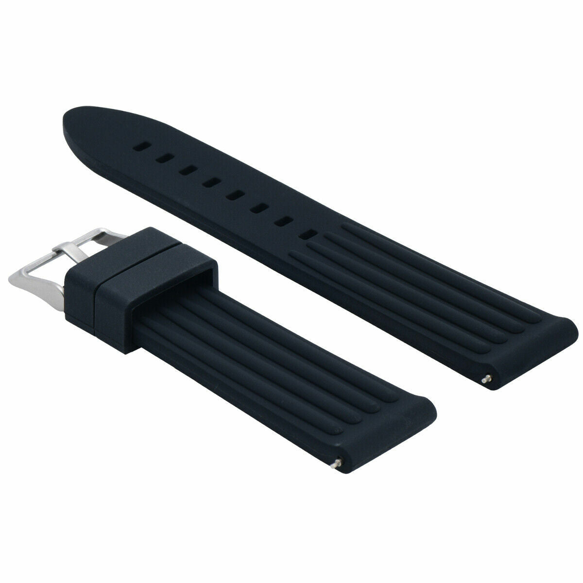 22MM SILICONE RUBBER DIVER BAND STRAP FOR BREITLING NAVITIMER PILOT COLT BLACK