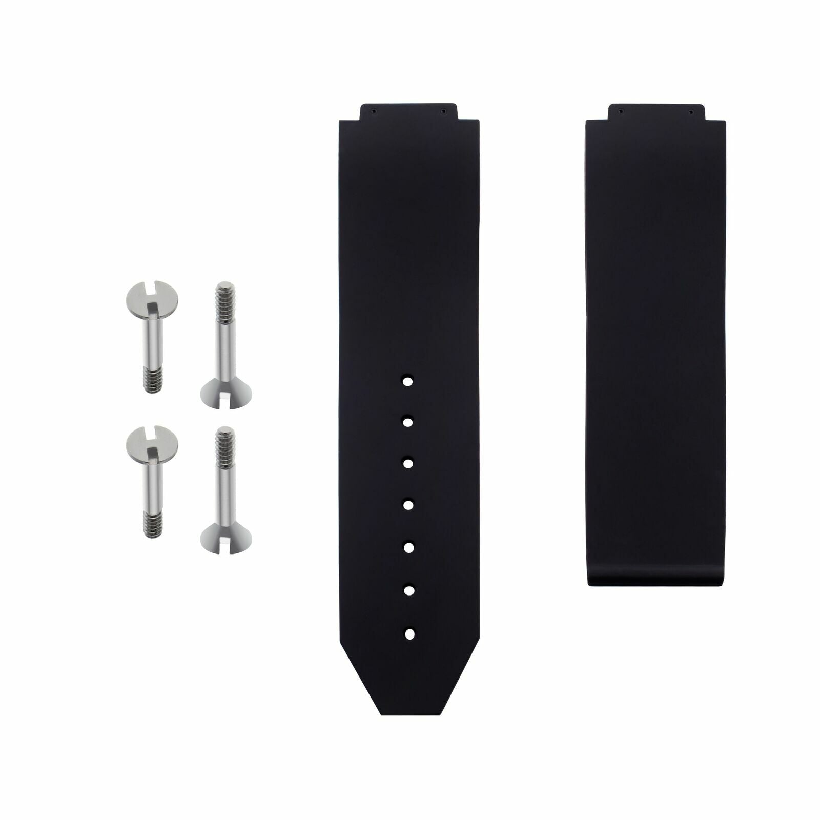 24MM RUBBER WATCH BAND STRAP FOR HUBLOT 44-45MM H BIG BANG + 4 SCREW BLACK PVD