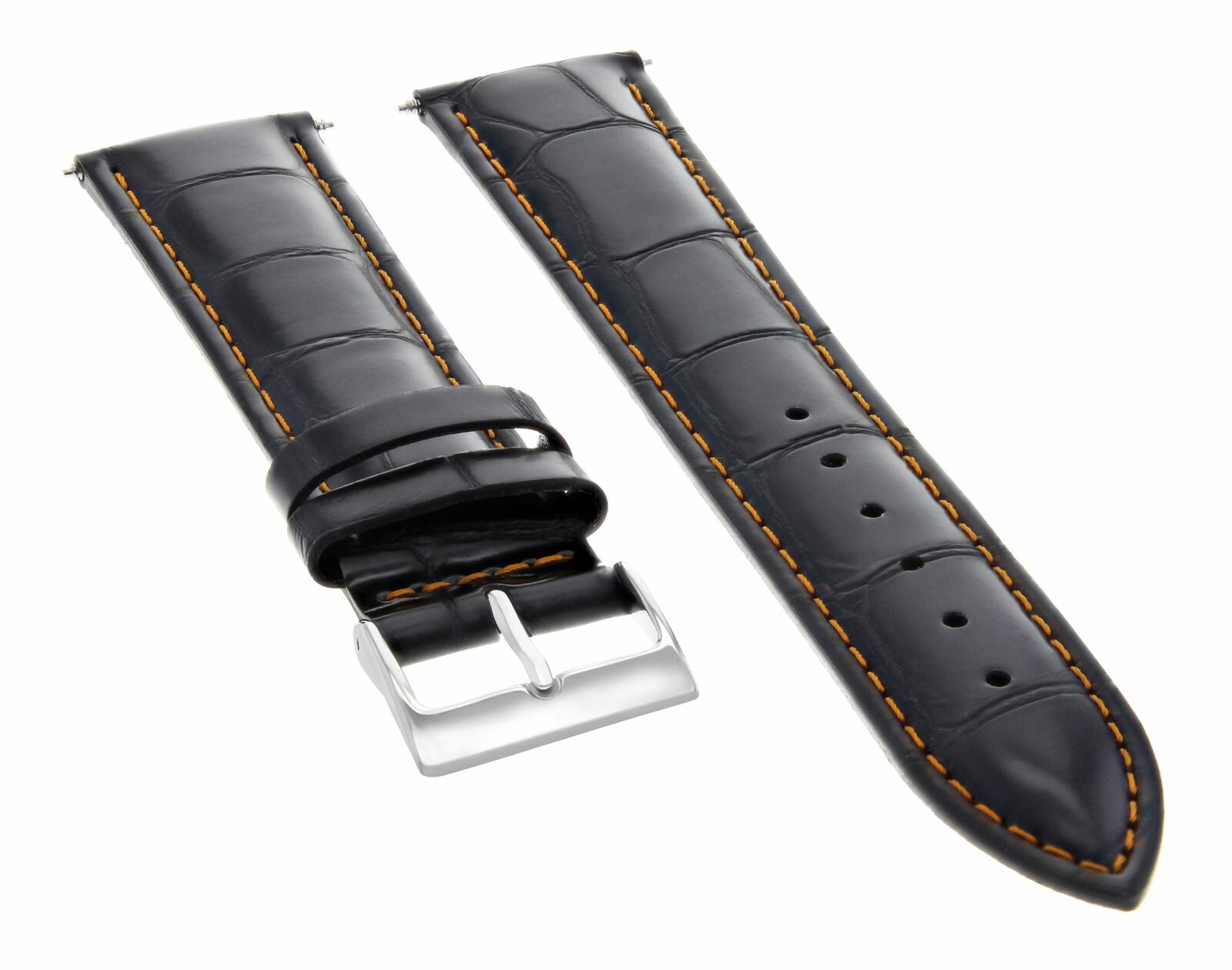 18MM ITALIAN LEATHER WATCH BAND STRAP FOR ROLEX BLACK ORANGE STITCH TOP QUALITY