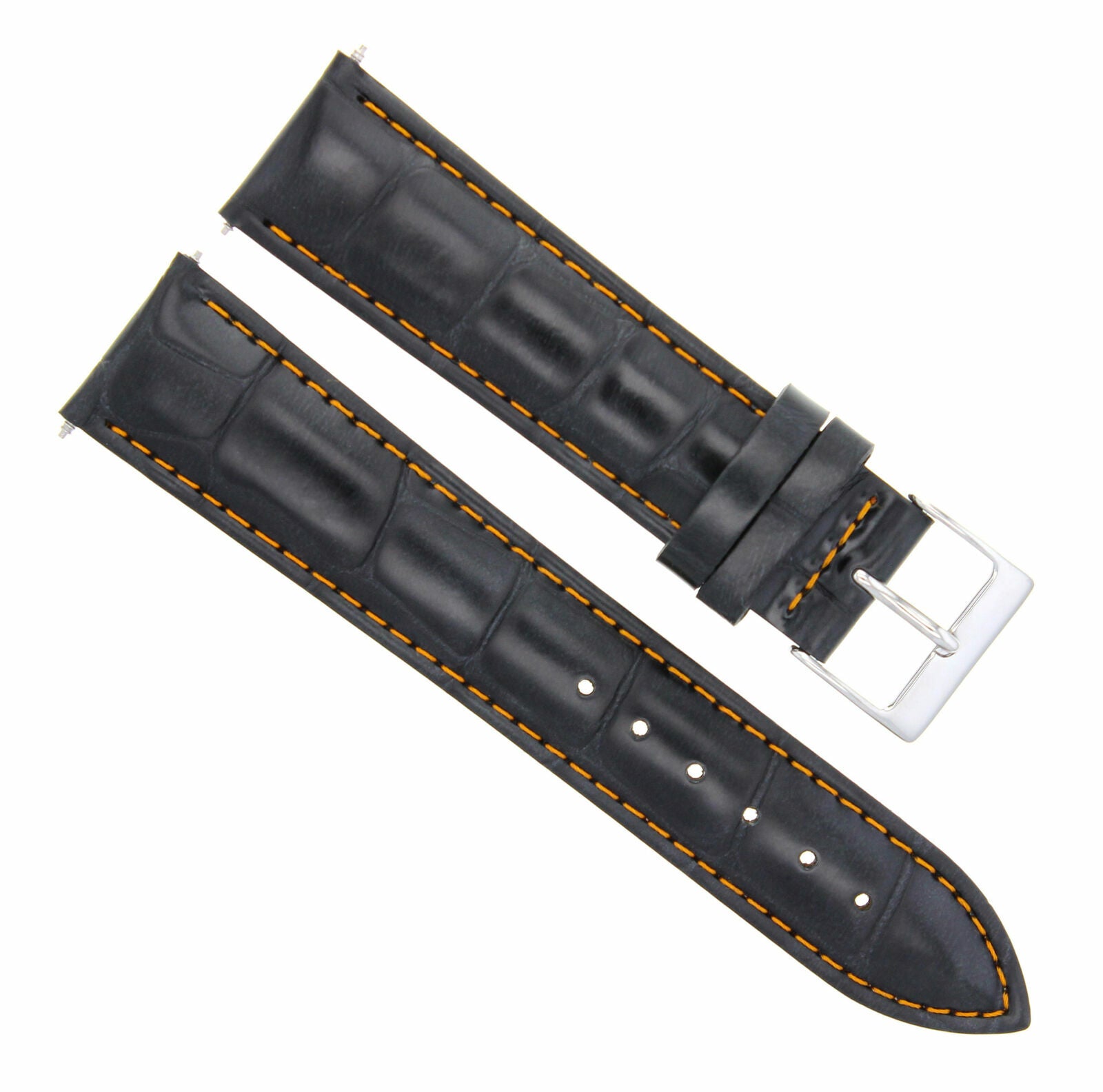 18MM ITALIAN LEATHER WATCH BAND STRAP FOR ROLEX BLACK ORANGE STITCH TOP QUALITY
