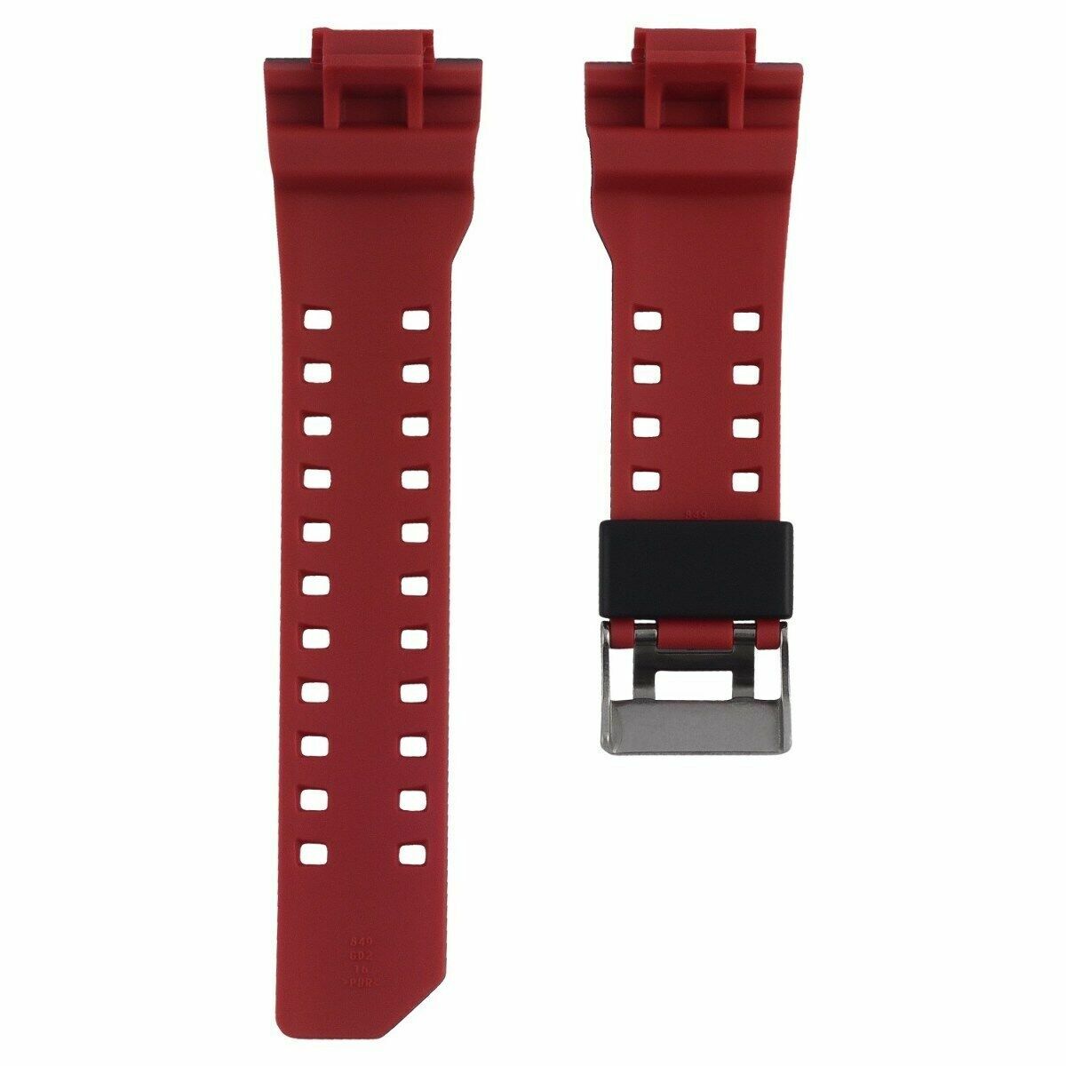 RUBBER WATCH BAND STRAP FOR CASIO G SHOCK GA-110 GA-120 GA-200 BLACK - RED