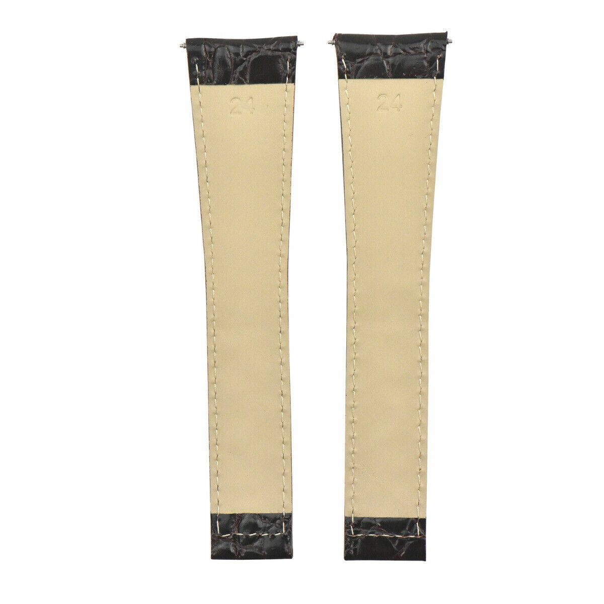 24MM GENUINE LEATHER STRAP ALLIGATOR GRAIN BAND FOR MAURICE LACROIX WATCH BROWN