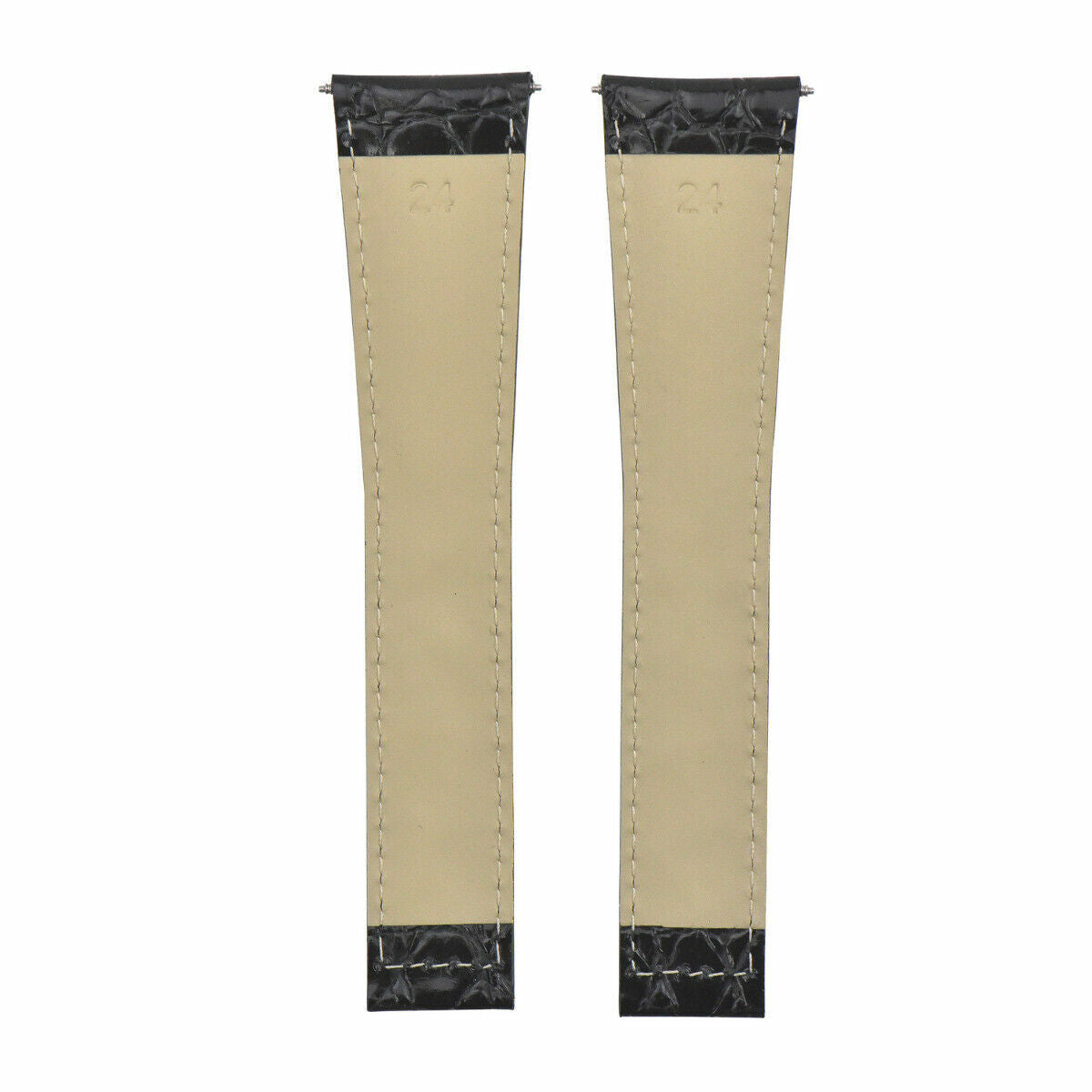 24MM GENUINE LEATHER STRAP ALLIGATOR GRAIN BAND FOR MAURICE LACROIX WATCH BLACK