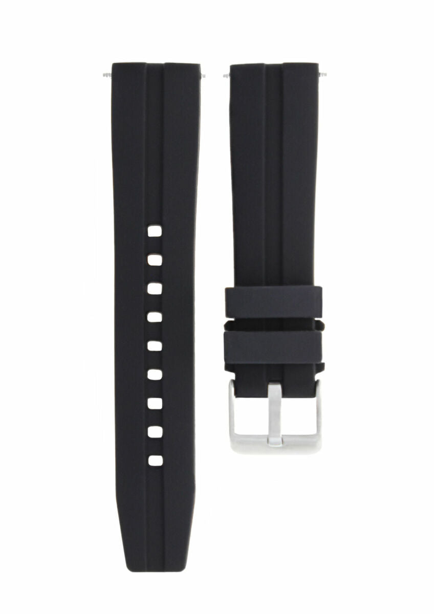 24MM SILICONE RUBBER DIVER BAND WATCH STRAP FOR TISSOT PRS516 RACING WATCH BLACK