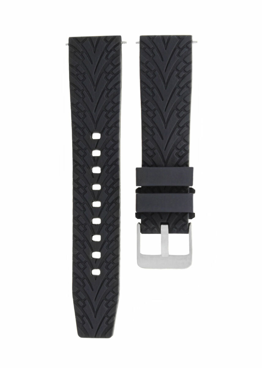 24MM SILICONE RUBBER DIVER BAND WATCH STRAP FOR TISSOT PRS516 RACING WATCH BLACK