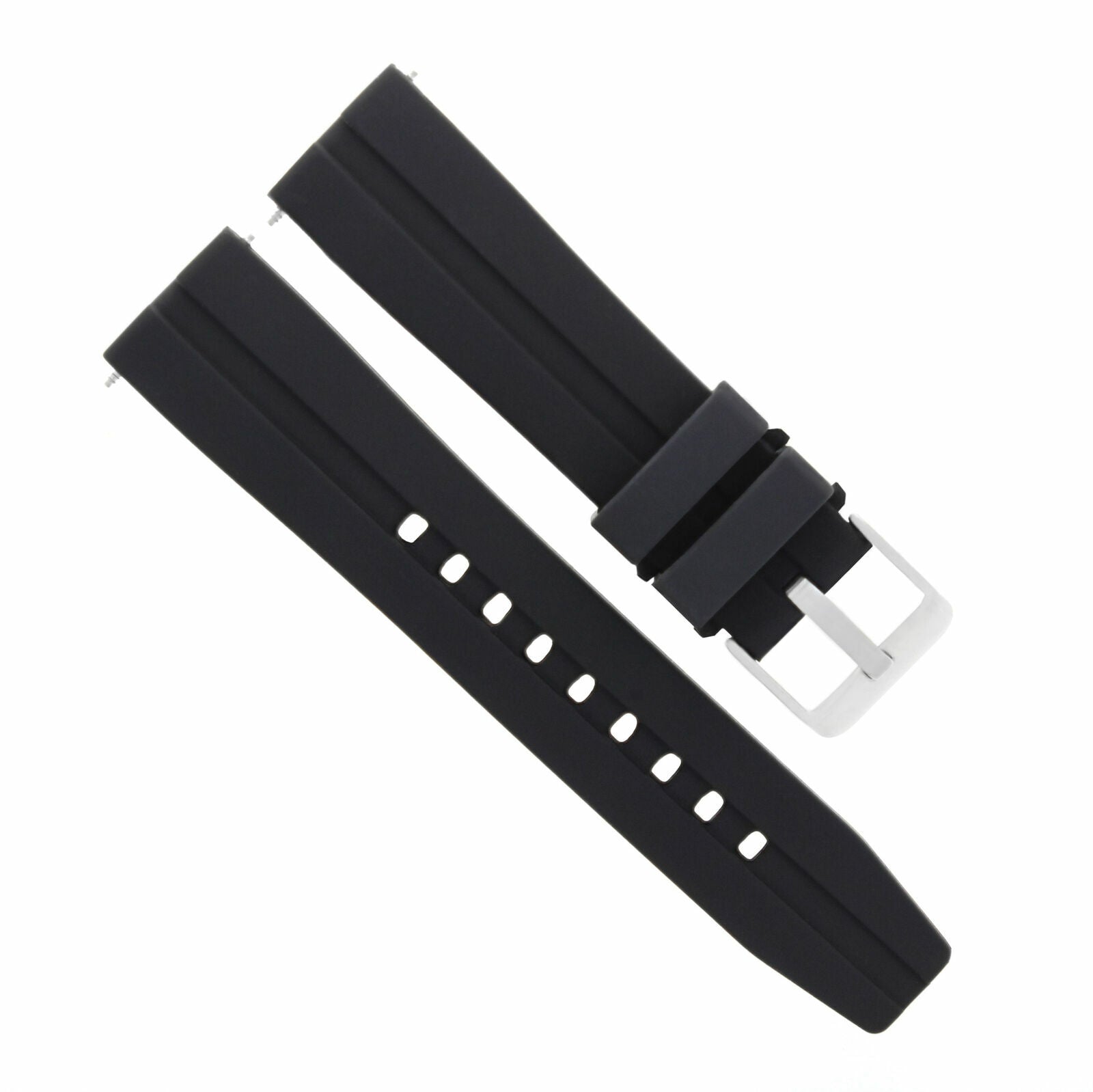 24MM SILICONE RUBBER DIVER BAND WATCH STRAP FOR TISSOT PRS516 RACING WATCH BLACK