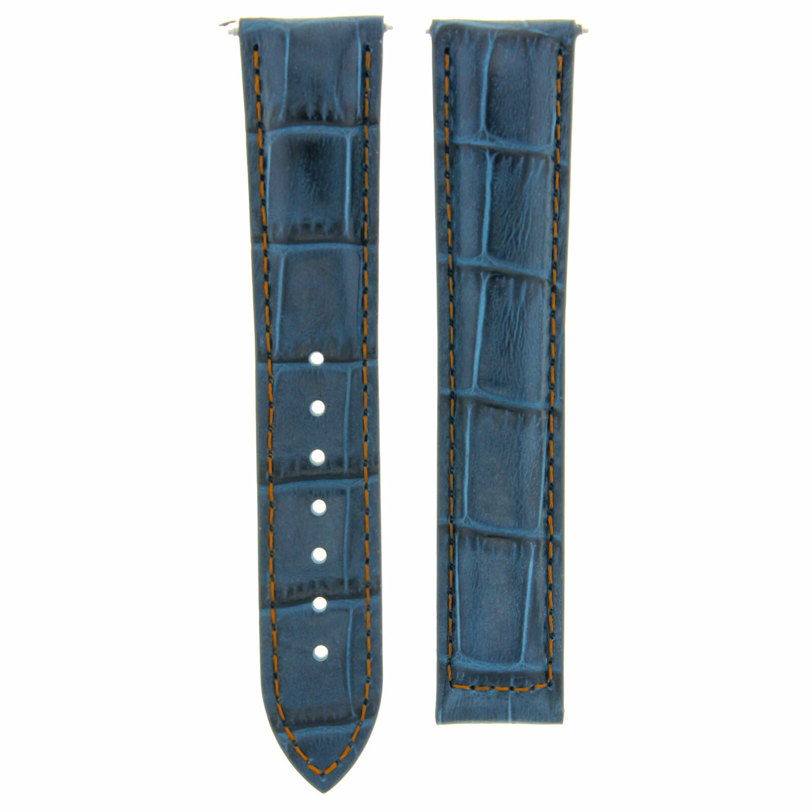 18MM LEATHER WATCH STRAP BAND DEPLOYMENT CLASP FOR OMEGA SEAMASTER BLUE OS #21