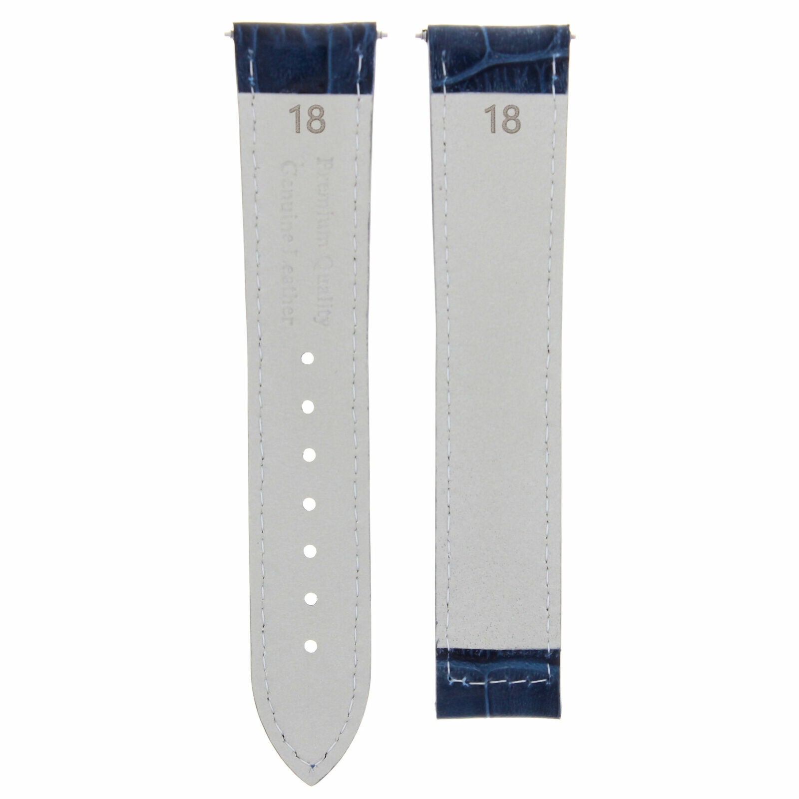 18MM LEATHER WATCH STRAP BAND DEPLOYMENT CLASP FOR OMEGA SEAMASTER BLUE OS #21