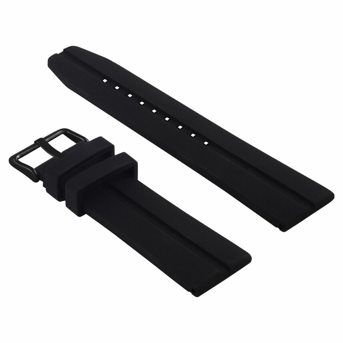 24MM SILICON RUBBER DIVER BAND STRAP FOR TISSOT PRS516 PRC200 WATCH BLACK BUCKLE