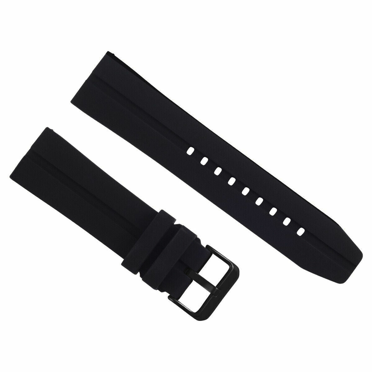 24MM SILICON RUBBER DIVER BAND STRAP FOR TISSOT PRS516 PRC200 WATCH BLACK BUCKLE