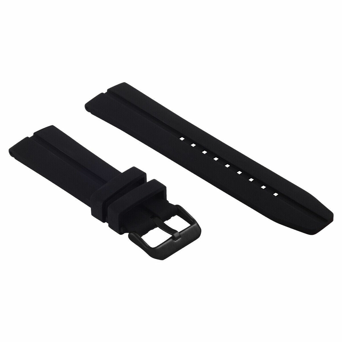 24MM SILICON RUBBER DIVER BAND STRAP FOR TISSOT PRS516 PRC200 WATCH BLACK BUCKLE