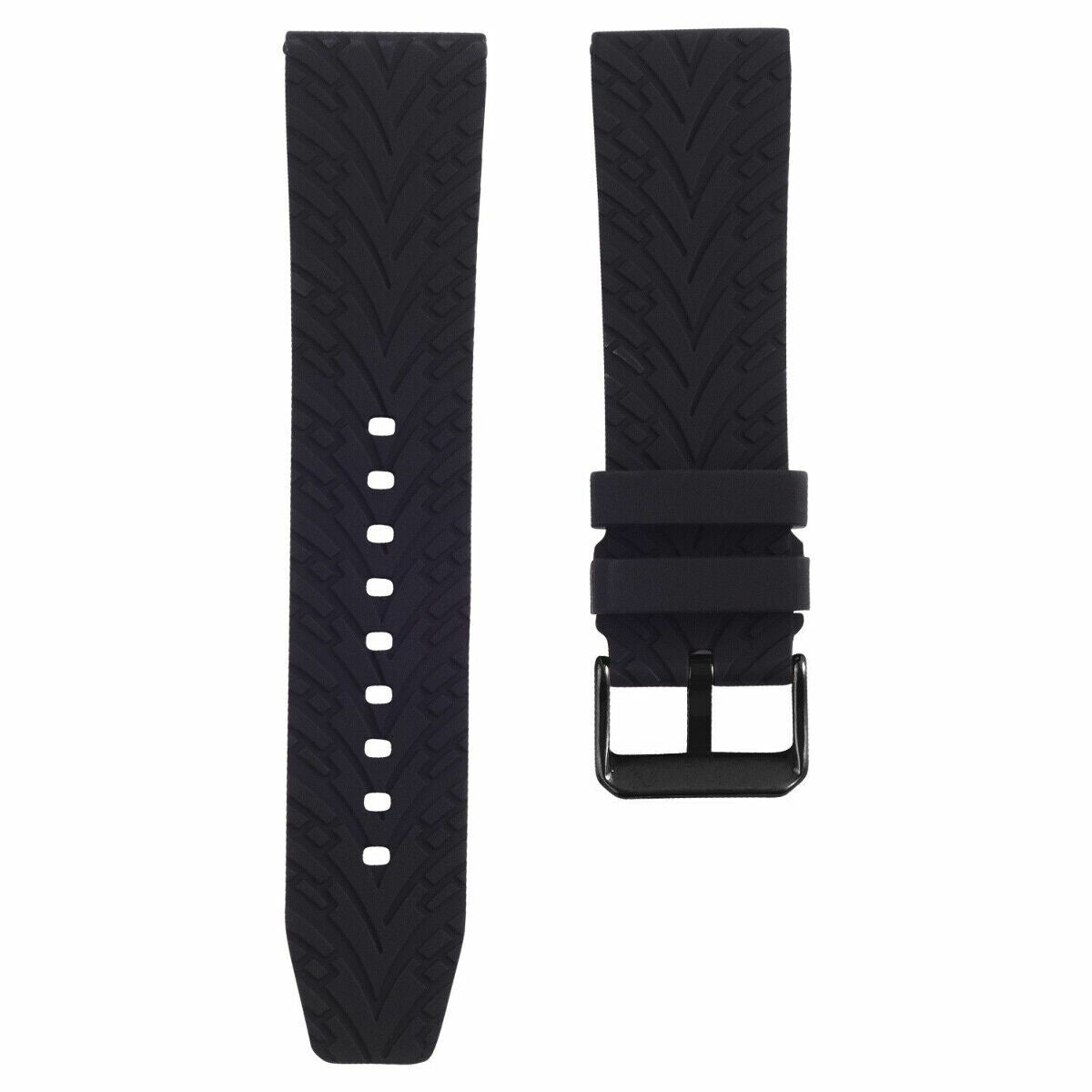 24MM SILICON RUBBER DIVER BAND STRAP FOR TISSOT PRS516 PRC200 WATCH BLACK BUCKLE