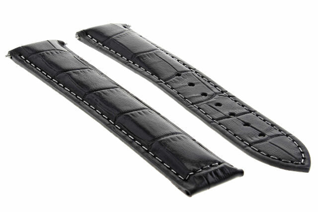 19MM LEATHER WATCH STRAP BAND FOR OMEGA SPEEDMASTER 1155 REF 175.0084 BLACK WS