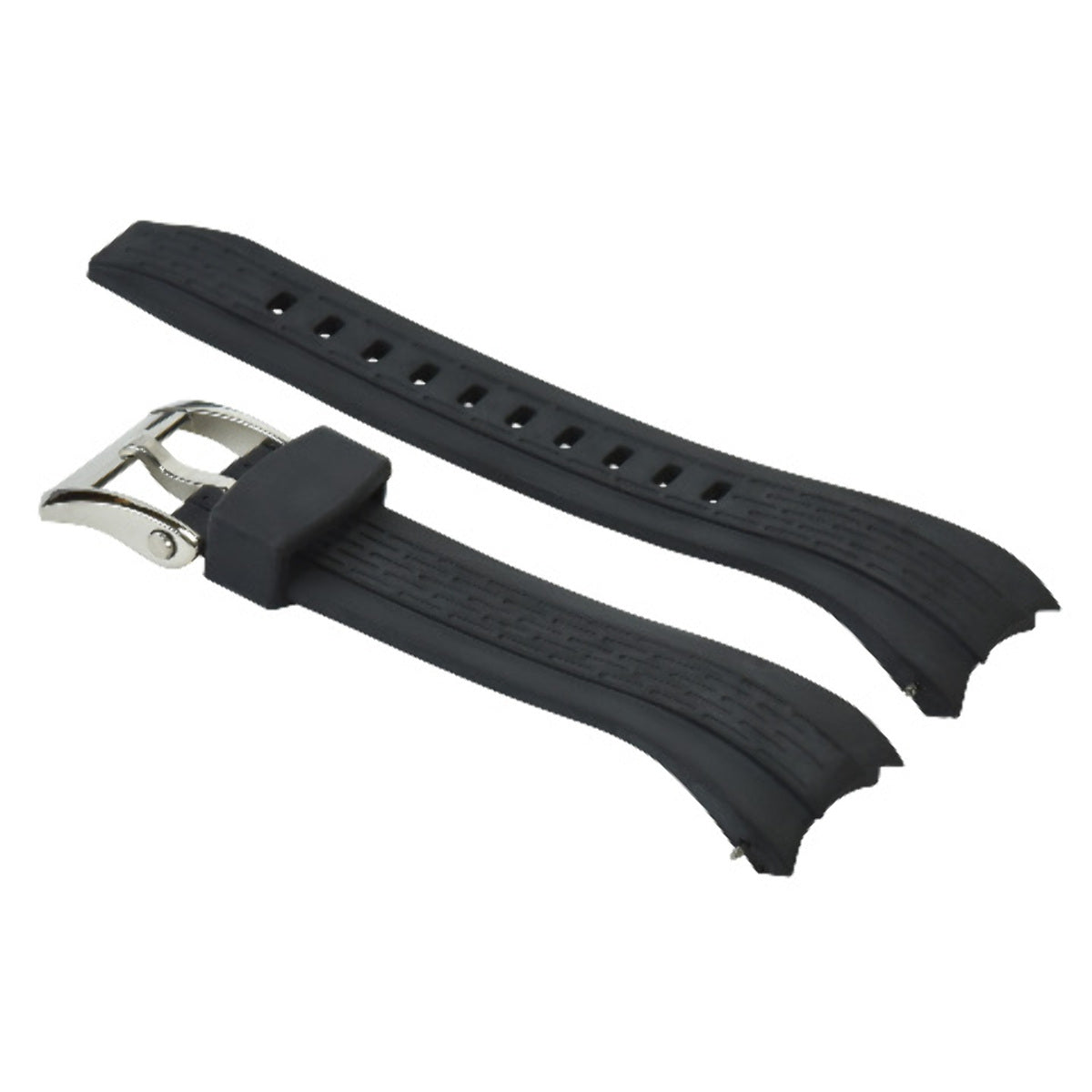 26MM RUBBER WATCH BAND STRAP FOR SEIKO VELATURA KINETIC 7T62 BLACK + BUCKLE T/Q