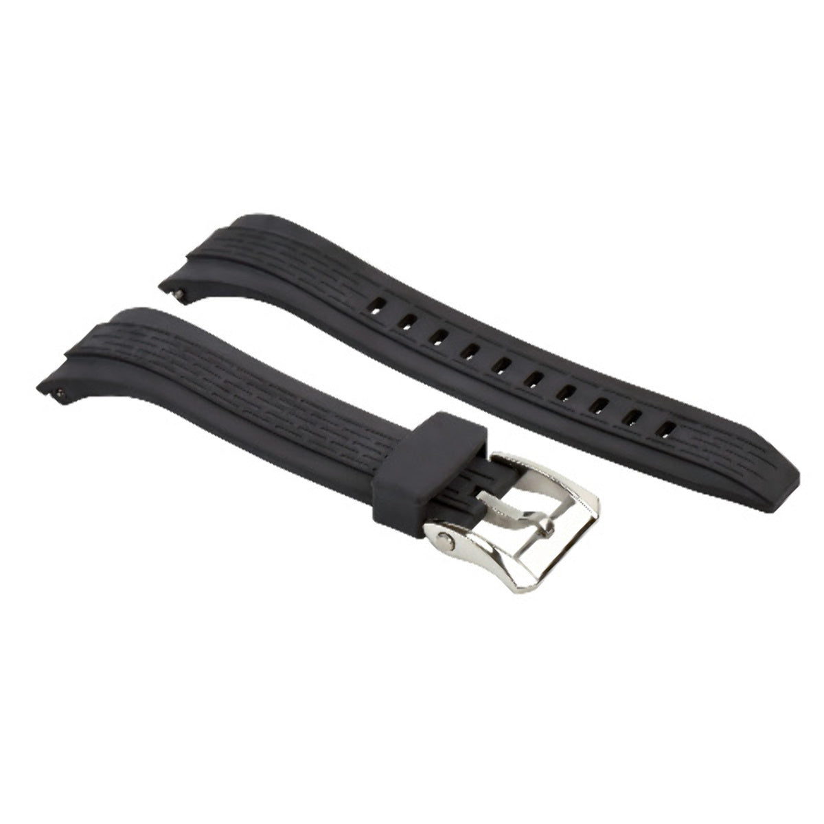 26MM RUBBER WATCH BAND STRAP FOR SEIKO VELATURA KINETIC 7T62 BLACK + BUCKLE T/Q