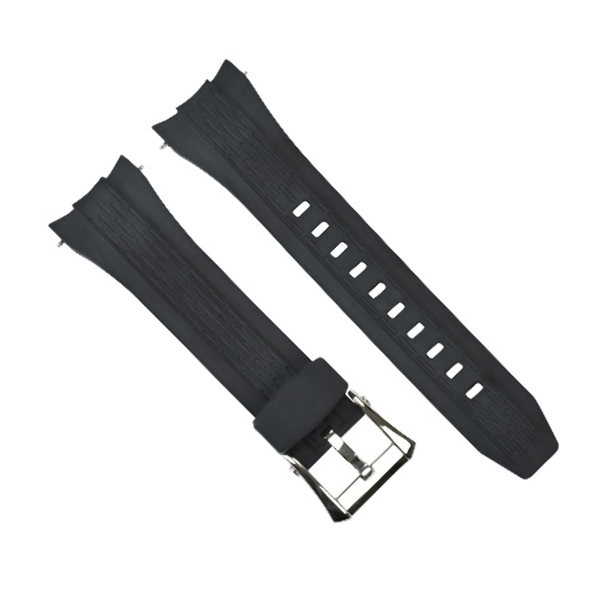 26MM RUBBER WATCH BAND STRAP FOR SEIKO VELATURA KINETIC 7T62 BLACK + BUCKLE T/Q