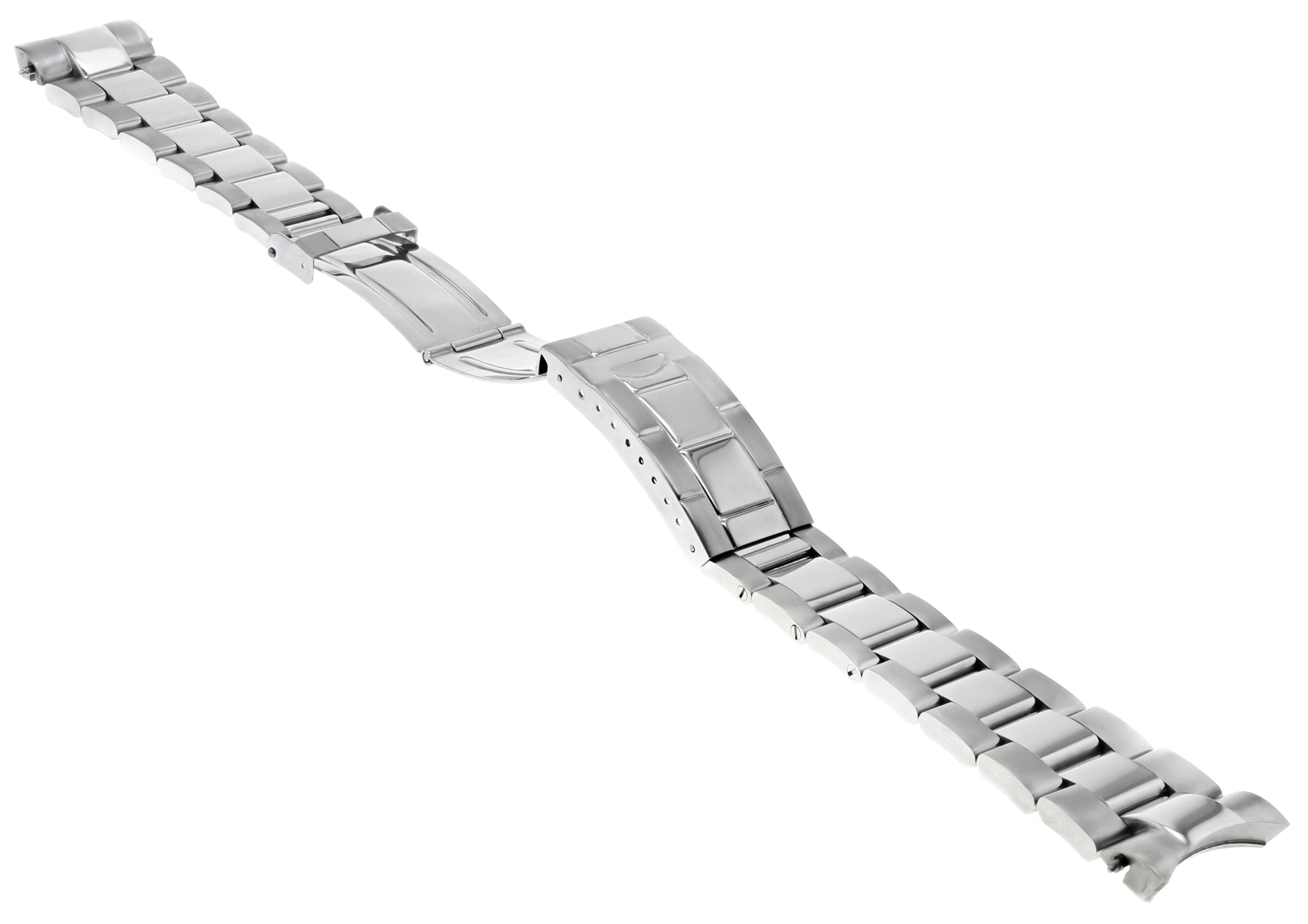 OYSTER WATCH BAND FOR BURBERY BU 7200 DUAL TIME QUARTZ SHINY CENTER FLIP LOCK