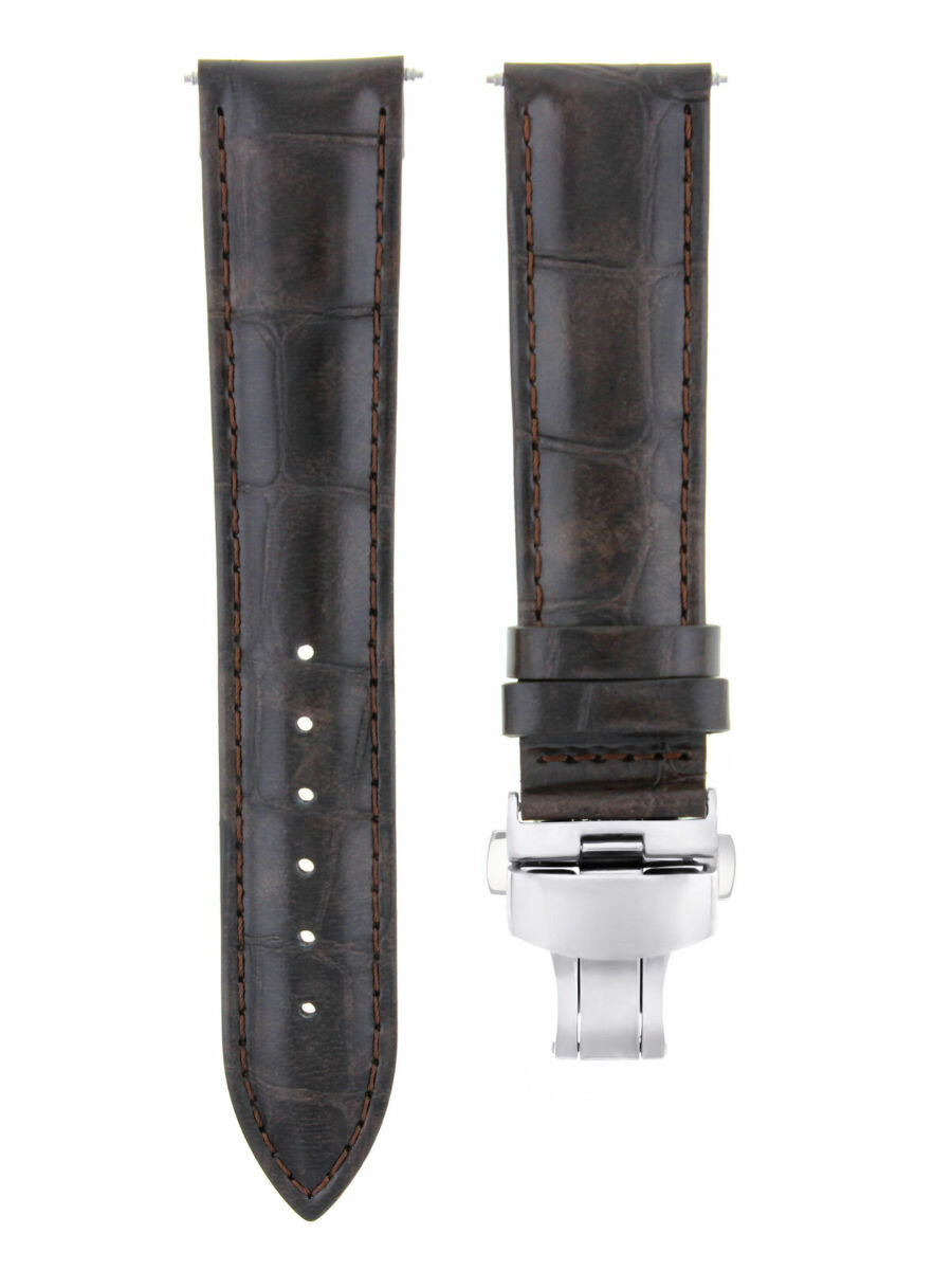 19MM LEATHER BAND WATCH STRAP DEPLOYMENT CLASP FOR ROLEX DATE 19/16 D/BROWN 2B