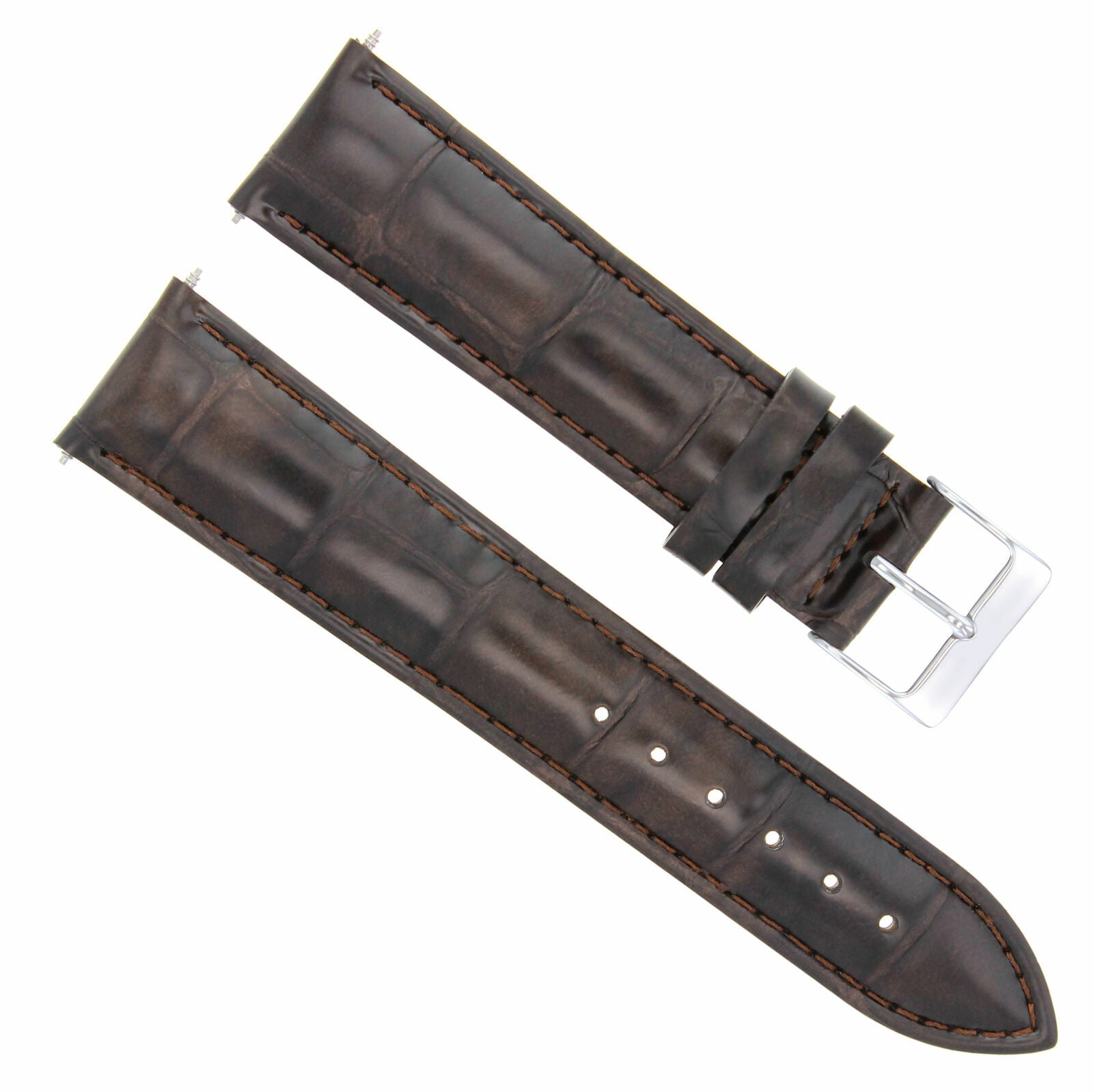 19MM LEATHER BAND WATCH STRAP FOR BREGUET BUCKLE CLASP 19MM/16MM DARK BROWN