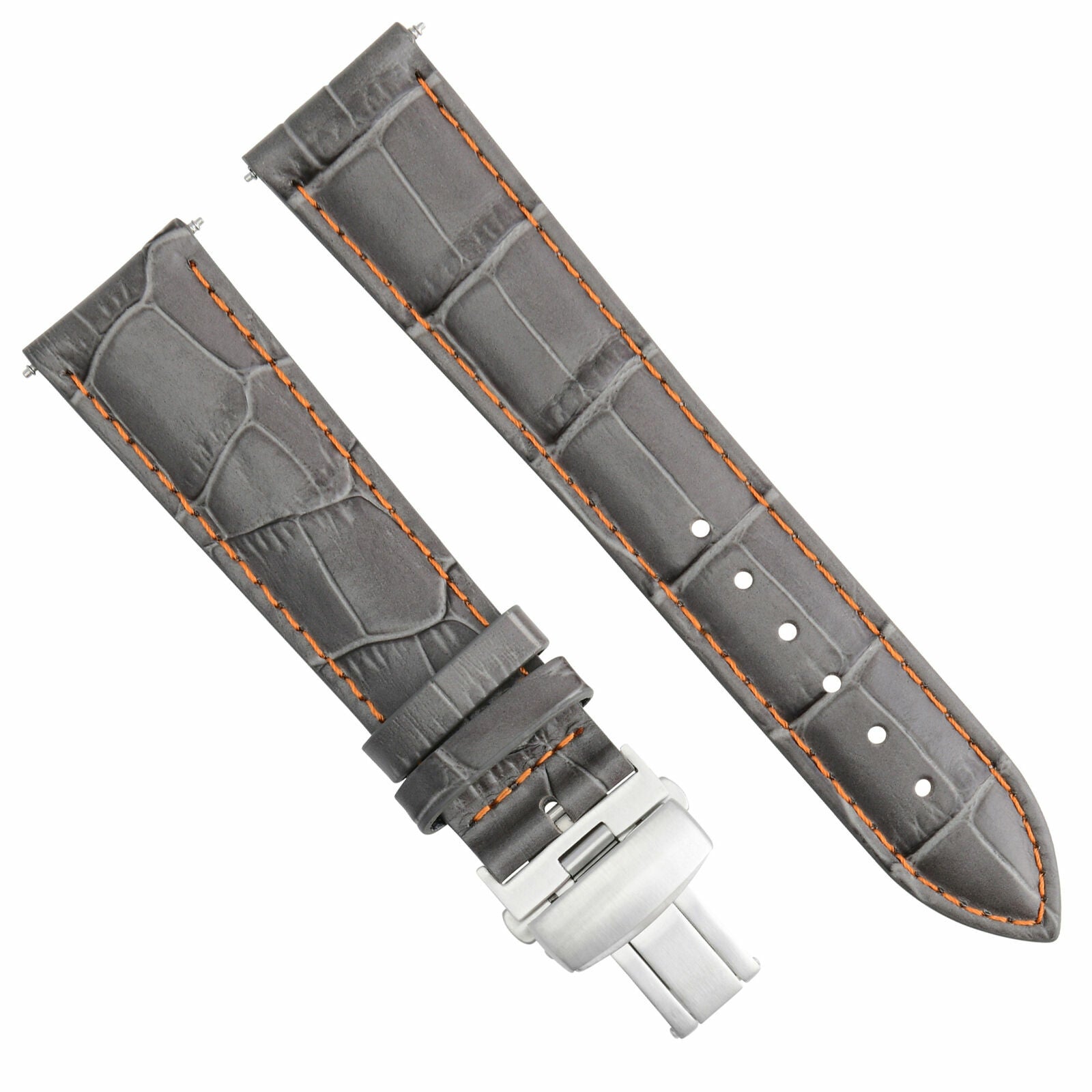 21MM LEATHER WATCH BAND STRAP FOR LONGINES MASTER COLLECTION WATCH GREY ORANGE S