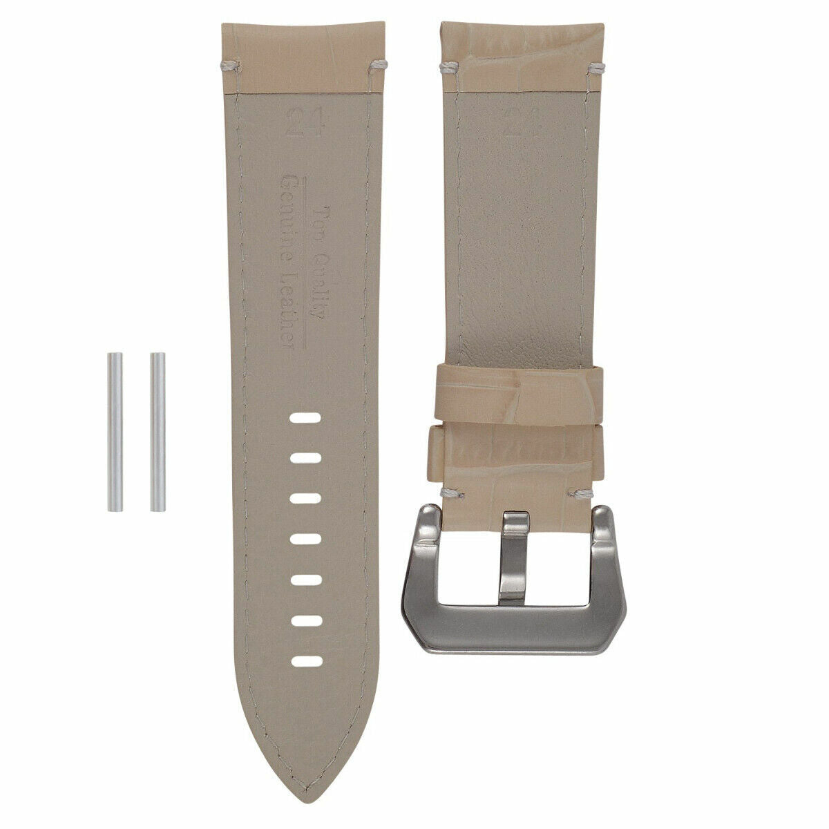 24MM LEATHER WATCH BAND STRAP FOR PAM 44MM PANERAI LUMINOR MARINA BEIGE WHITE